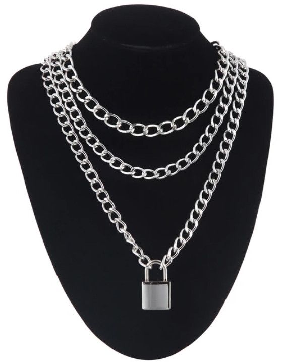 Jewelry Lock Chain Necklace with Padlock Pendants Size ONE SIZE - 2 Thumbnail