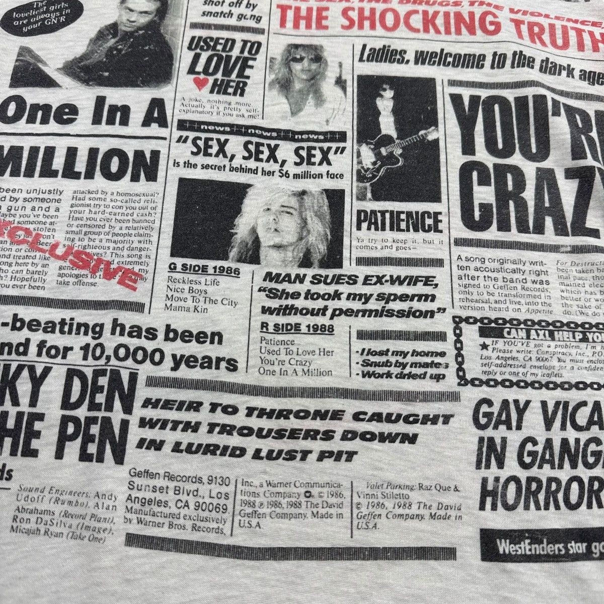 Vintage 1989 Guns N Roses GN’R Lies Album Promo Tshirt Size US M / EU 48-50 / 2 - 13 Thumbnail