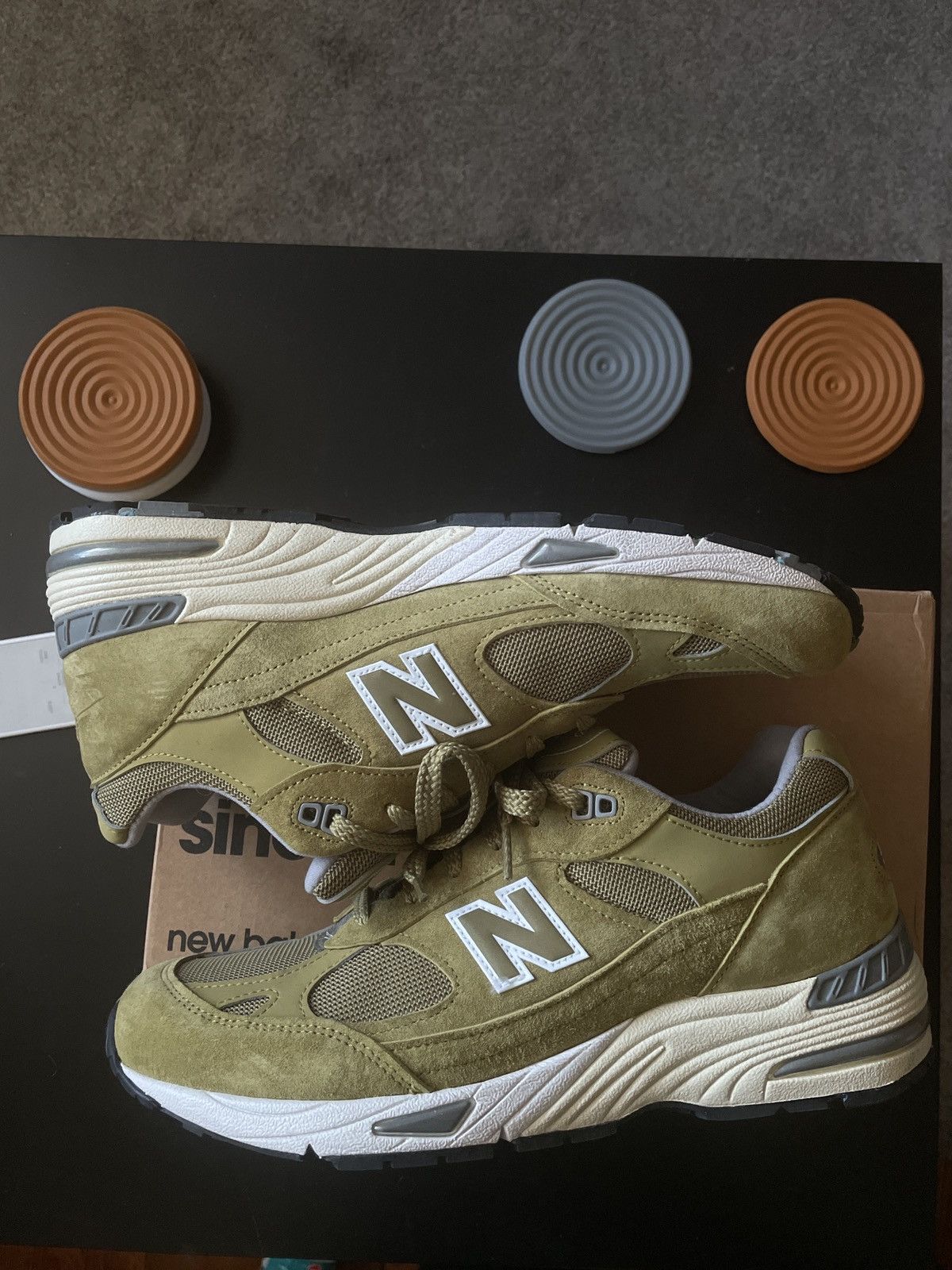 New Balance 991 Made In England “Olive Brown Tan” M991OLB New Balance New Balance 991 Brown Tan Lace Front Sneaker  main image 3