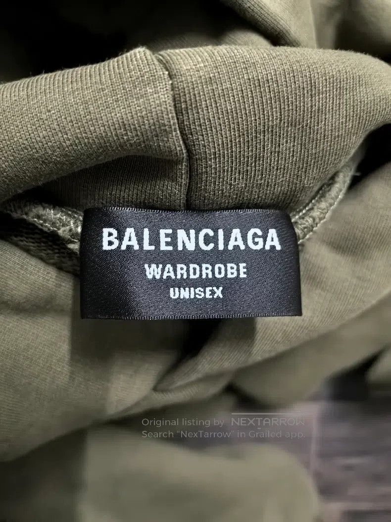 Balenciaga Balenciaga Army Green Embroidered Logo Distressed Hoodie Size US XS / EU 42 / 0 - 4 Thumbnail