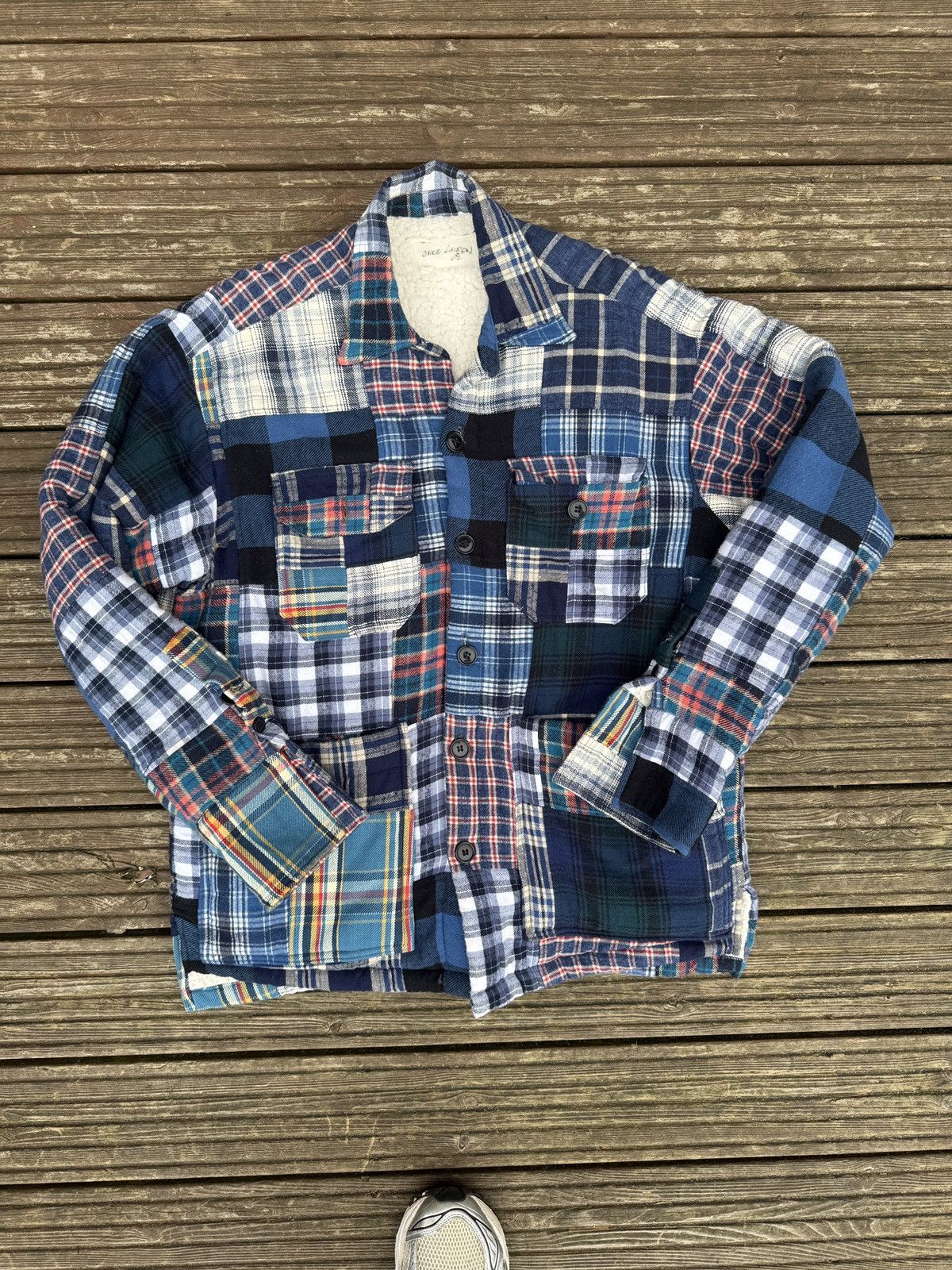 Greg Lauren Blue Plaid Scrapwoek Sherpa Lined Jacket Size US L / EU 52-54 / 3 - 1 Thumbnail