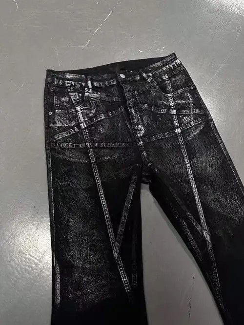 Jean Gradient Brushed Paint Aged Y2K Pentagram Micro Flare Jeans Size US 30 / EU 46 - 7 Thumbnail