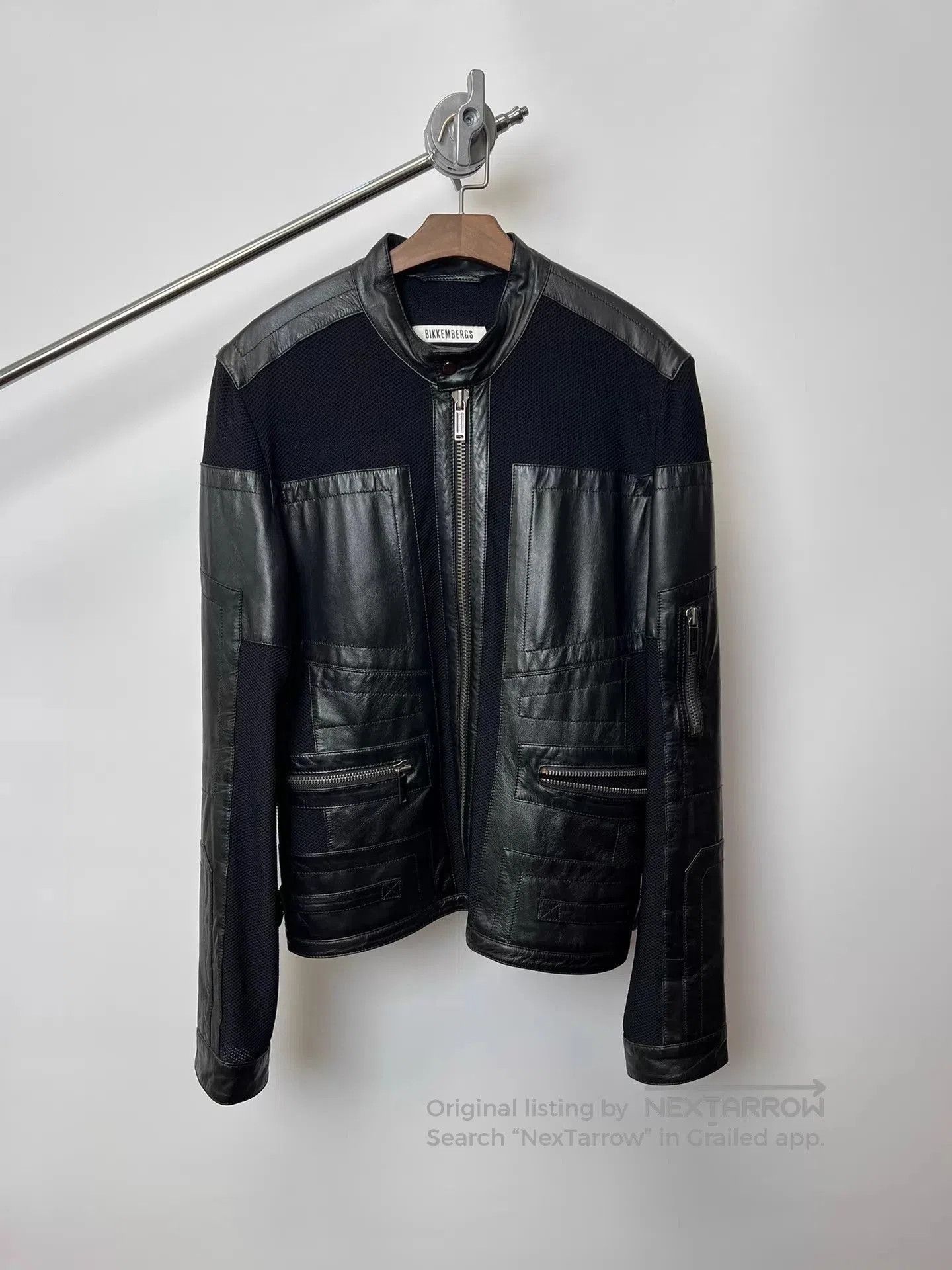 Dirk Bikkembergs Black Leather and Mesh Zip-Up Jacket. Size US M / EU 48-50 / 2 - 1 Thumbnail