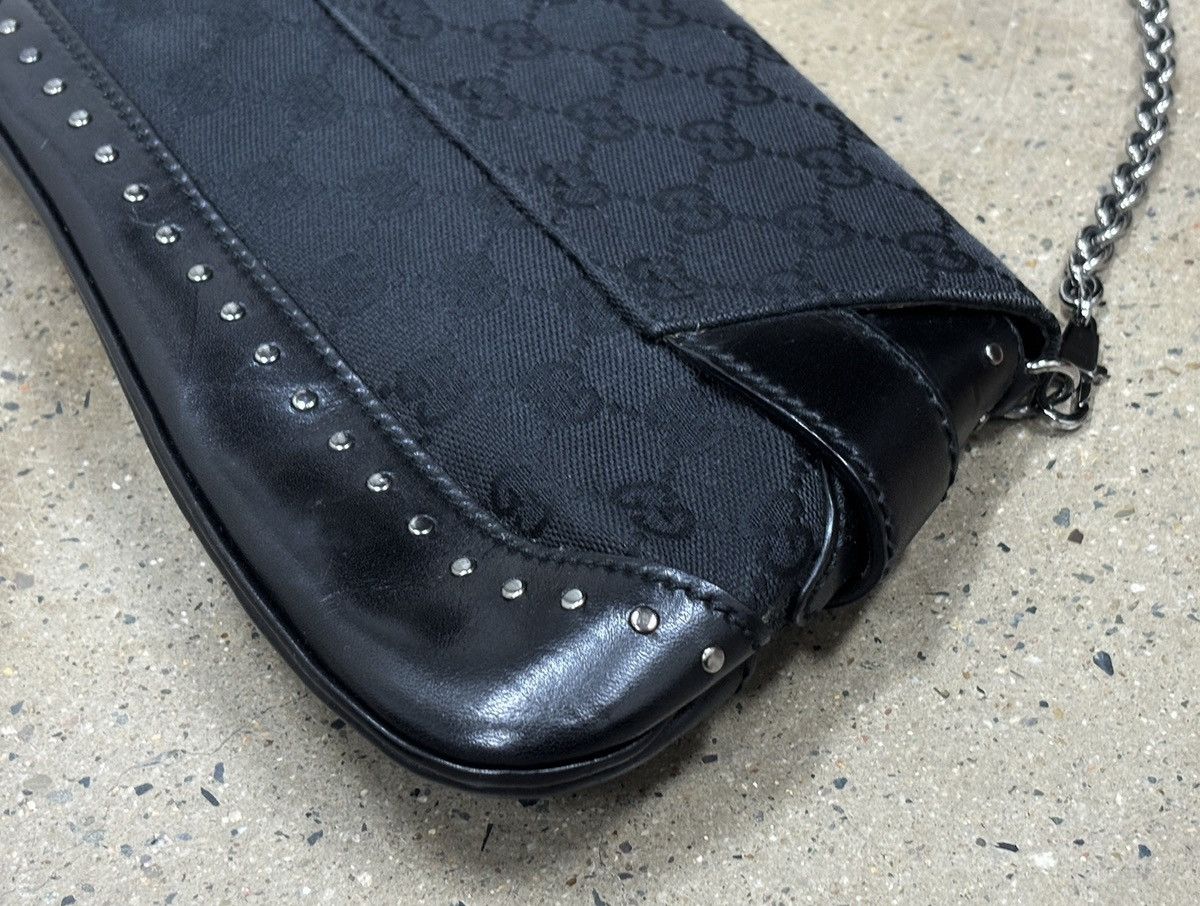 Gucci GUCCI Black GG Canvas Horsebit Chain Large Clutch Bag Size ONE SIZE - 8 Thumbnail