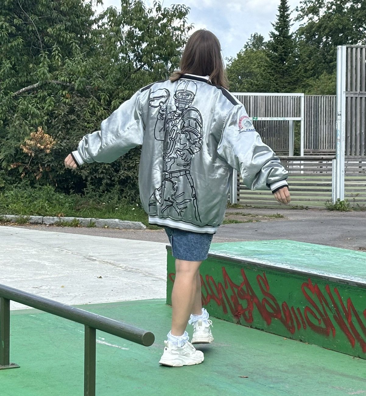 Vintage 90s Vintage Bomber Puffer Silver Satin in size XL Size US XL / EU 56 / 4 - 10 Thumbnail