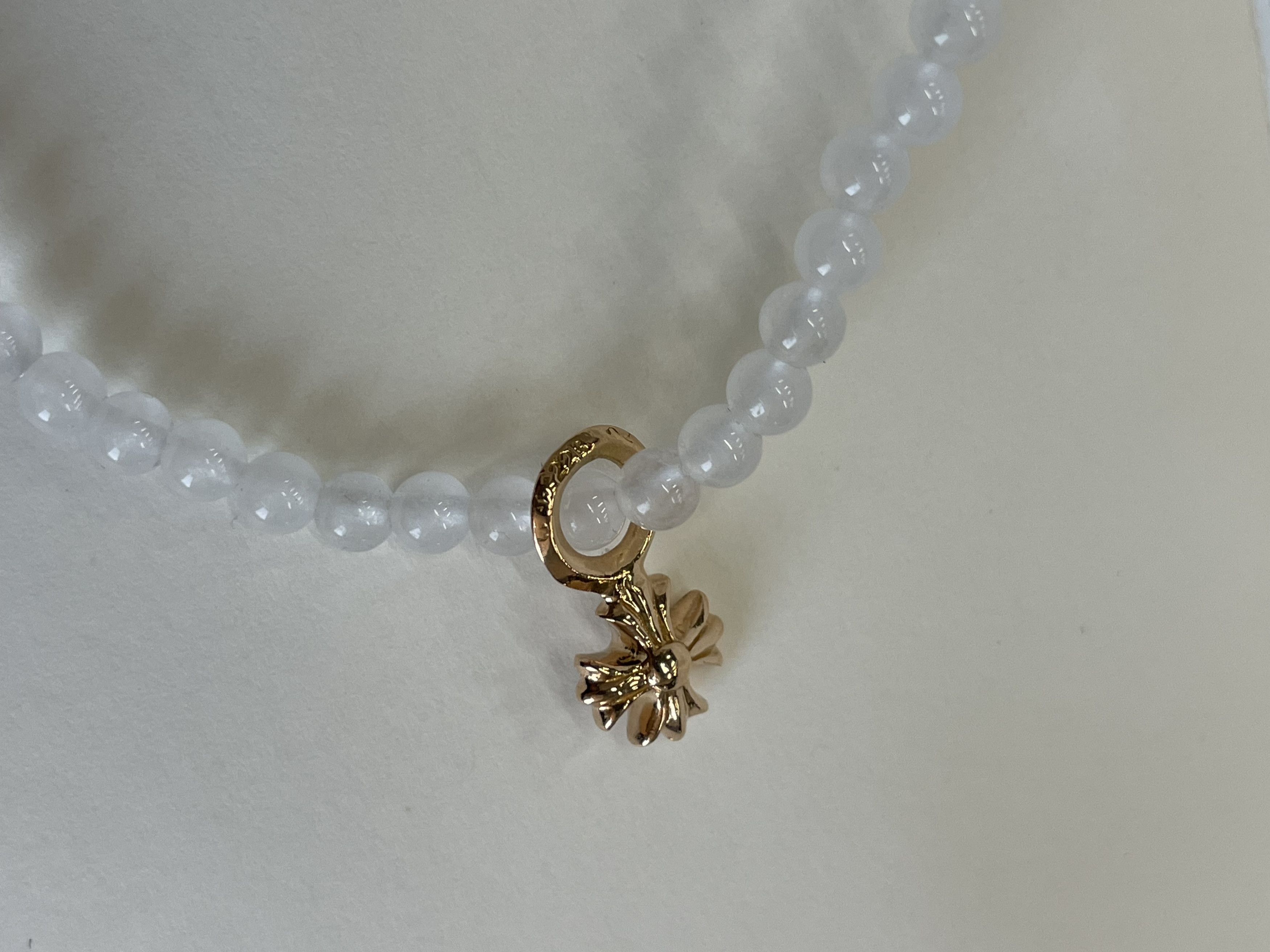 Chrome Hearts Chrome Hearts 4mm White 22K Gold Cross Beaded Bracelet Size ONE SIZE - 8 Thumbnail
