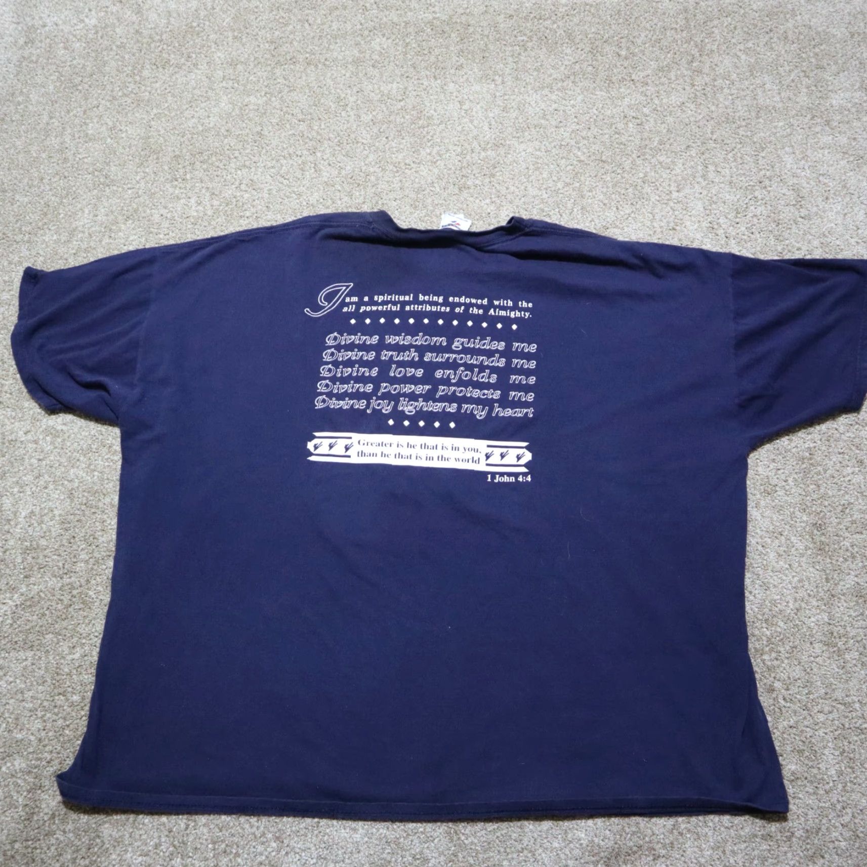 Vintage Vintage Christian Faith T-Shirt Men 4XL Believe In Yourself Cotton Casual Short Sleeve Blue Size US XXL / EU 58 / 5 - 7 Thumbnail