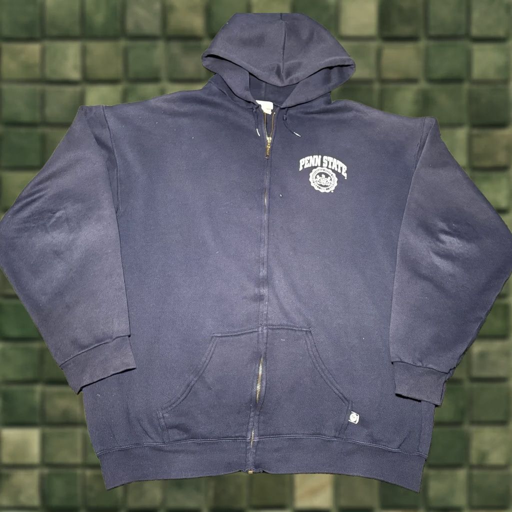 Penn VINTAGE Penn State Full Zip Up Hoodie Sweatshirt Navy Blue 2XL Faded Men Regular Knit 80s 90s Sports University Graphic Print Logo Size US XXL / EU 58 / 5 - 1 Thumbnail