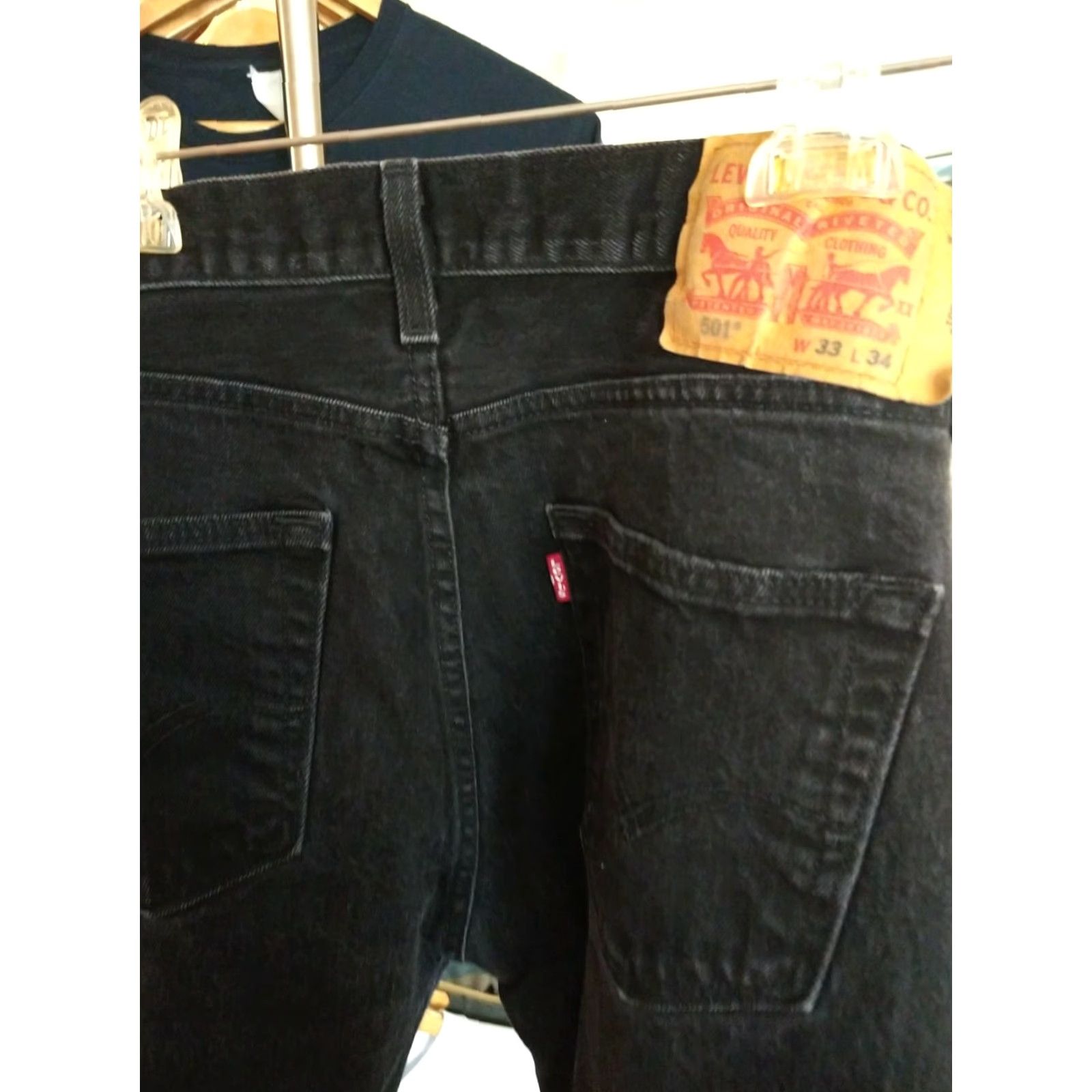 Levi's VINTAGE Levi's Black Jeans Button Fly 33x34 Stone Wash Men Bootscut - Levi's Red Tab 34 Inseam Mens Size US 33 - 4 Thumbnail