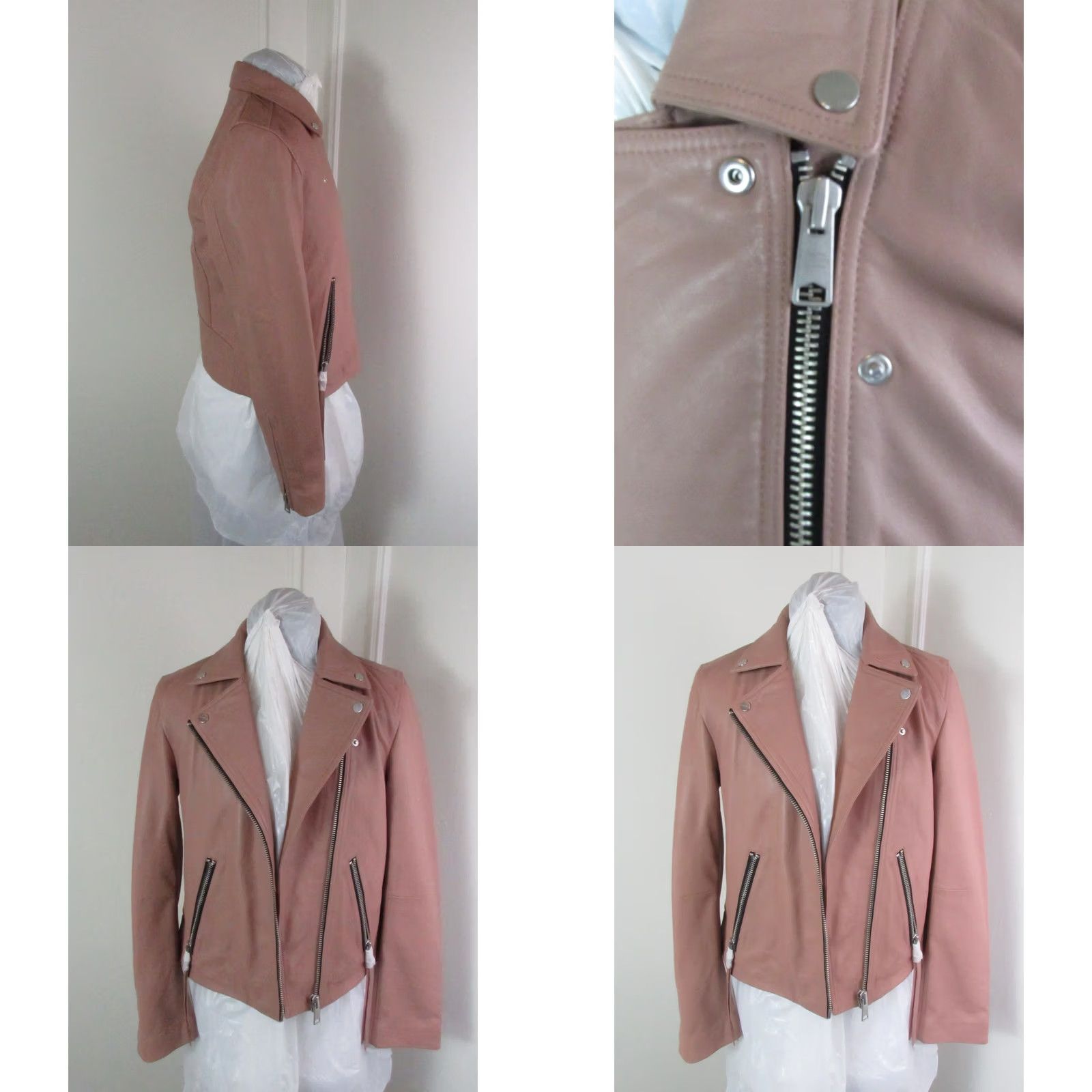 Allsaints AllSaints Dalby Lamb Leather Moto Biker Jacket Size US 10 Blush Pink Size L / US 10 / IT 46 - 8 Thumbnail