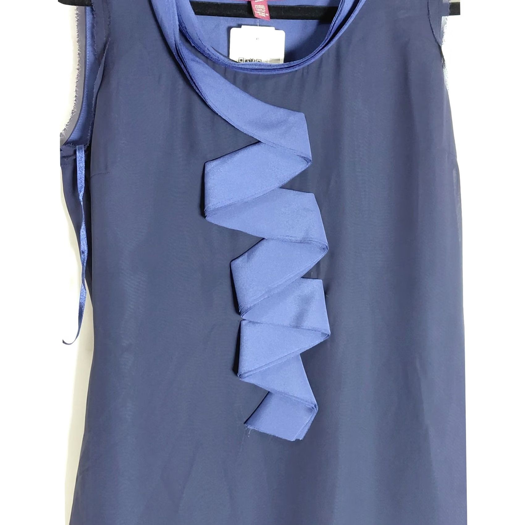 Ted Baker TED BAKER Sleeveless Ruffle Top Solid Lightweight Women Size 3 Purple, Polyester, Casual, Business, Knee Length, Tank/Top Size XS / US 0-2 / IT 36-38 - 3 Thumbnail