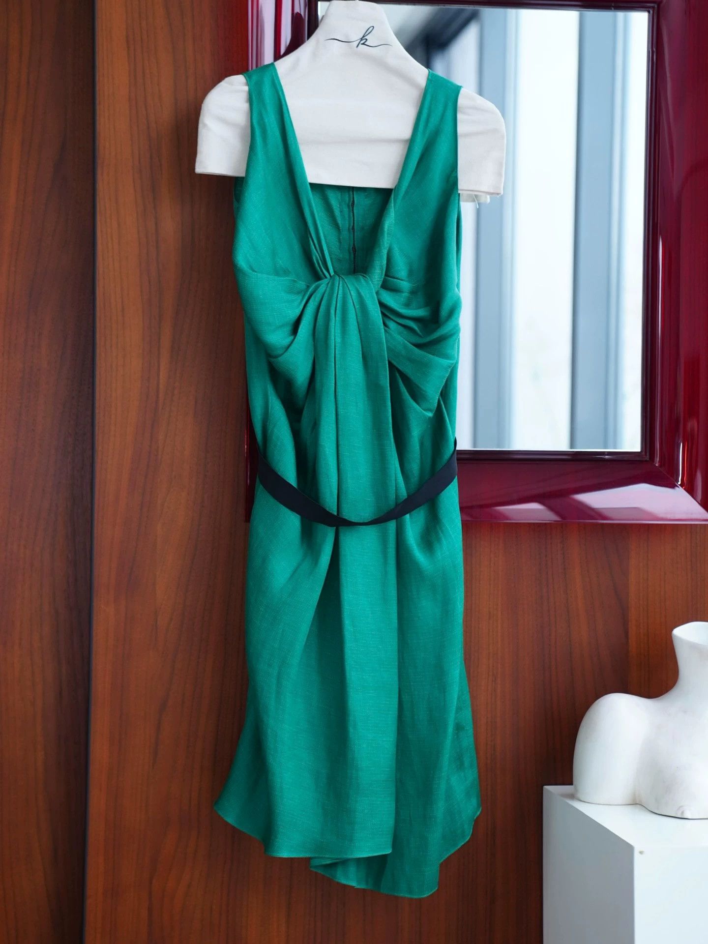 Lanvin Lanvin 2009 Vintage Silk Linen Green Knot Deep V Dress Fr38 Size S / US 4 / IT 40 - 2 Thumbnail