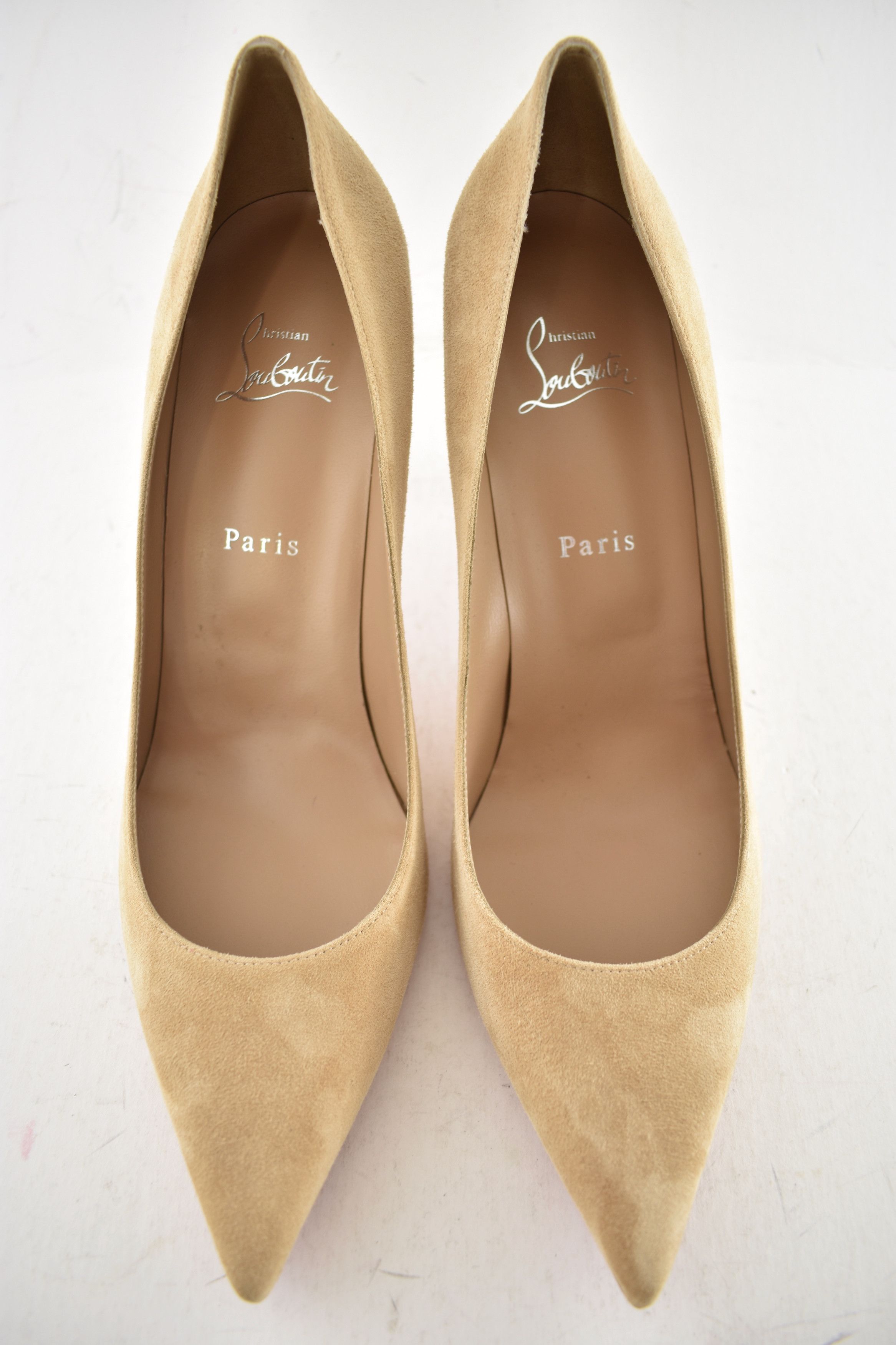 Christian Louboutin Kate 85 Lionne Beige Suede Classic Pointed Toe Heel Pump 42 Size US 12 / IT 42 - 6 Thumbnail