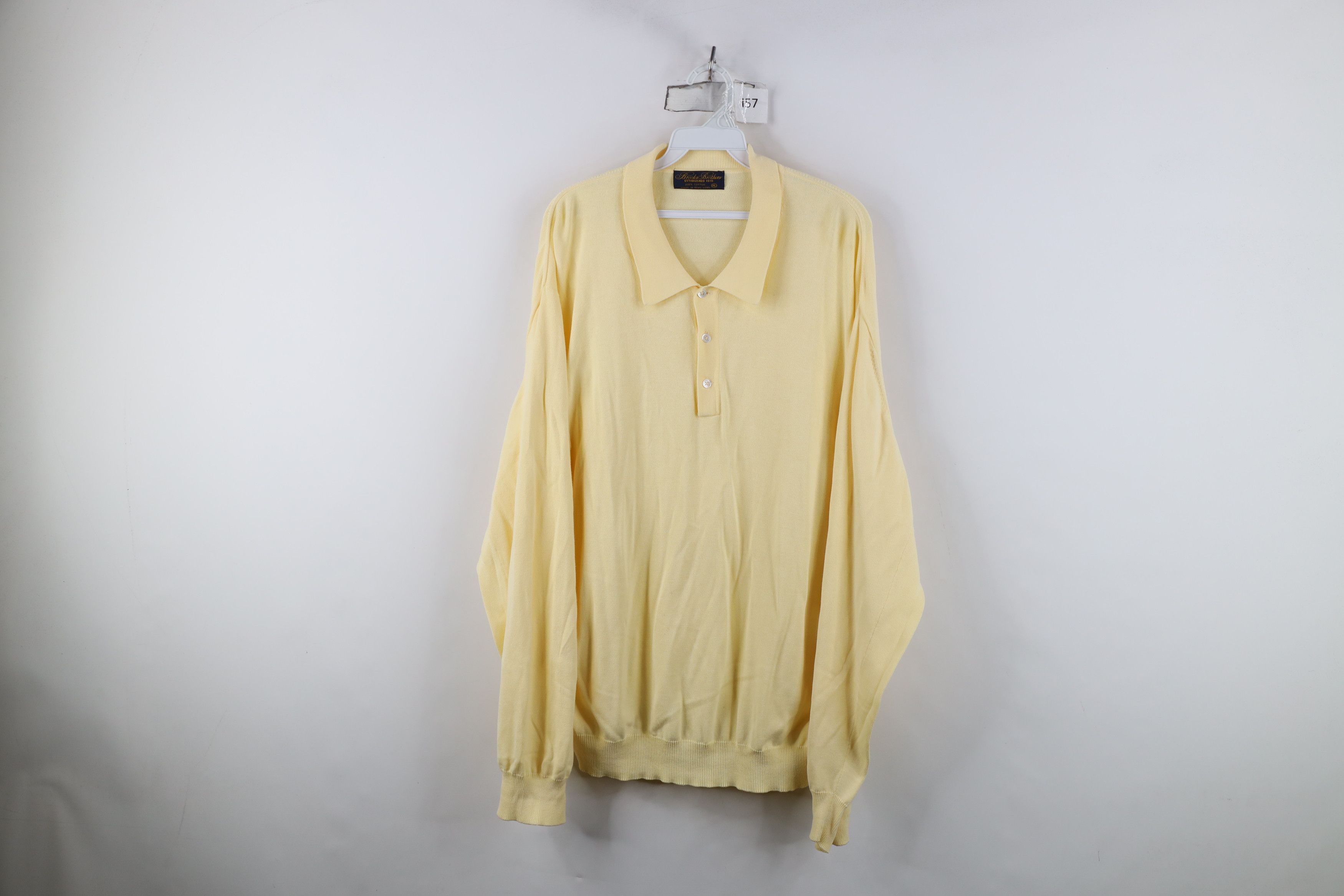 Brooks Brothers Vintage 70s 80s Brooks Brothers Knit Collared Sweater Yellow Size US XL / EU 56 / 4 - 1 Thumbnail
