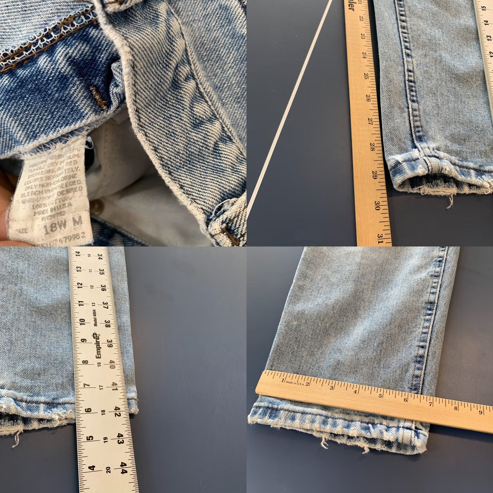 Lee Vintage LEE Riveted Blue Denim Jeans Womens Size 18 Fits 35x29.5 Tapered USA Size 40" / US 18 - 9 Thumbnail