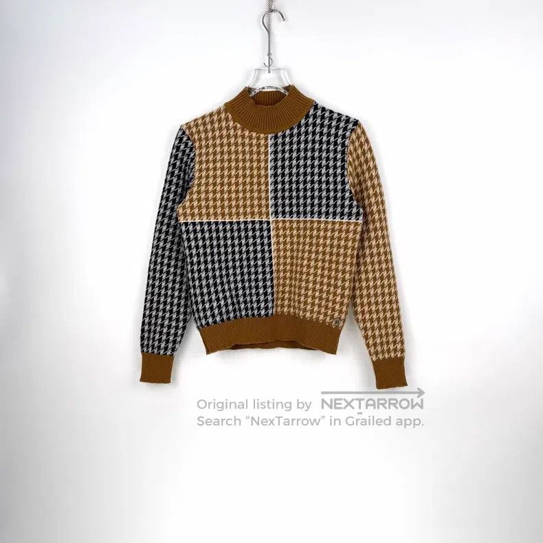 Hermes Hermes Brown metallic logo houndstooth cashmere sweater Size XS / US 0-2 / IT 36-38 - 3 Thumbnail