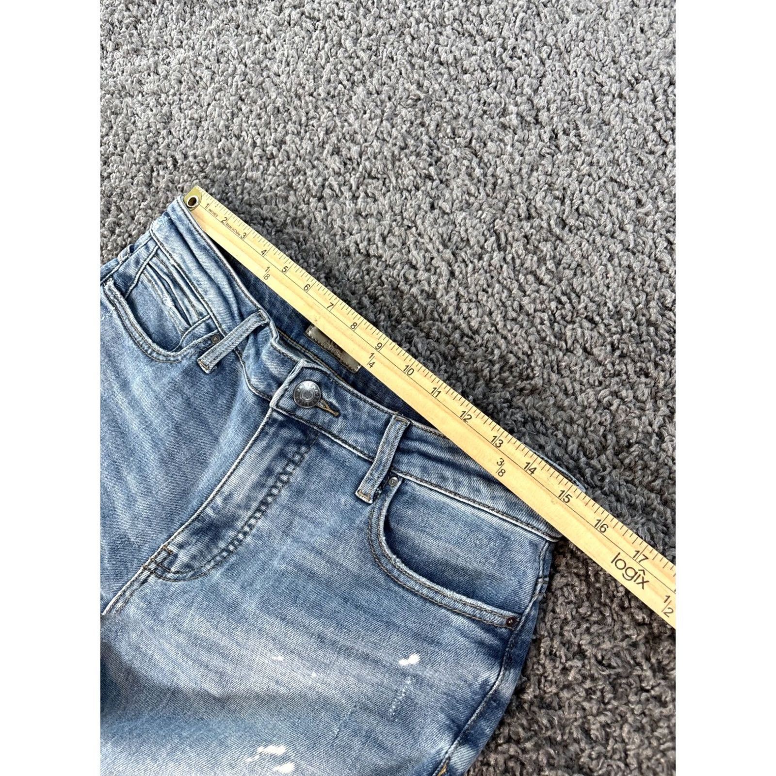 Vintage KUT from the Kloth Stella Ab Fab Flare Jean Jeans 32x30 Distressed Raw Hem Blue Womens Regular 6 Mid Rise Flared Size 34" / US 12 / IT 48 - 4 Thumbnail