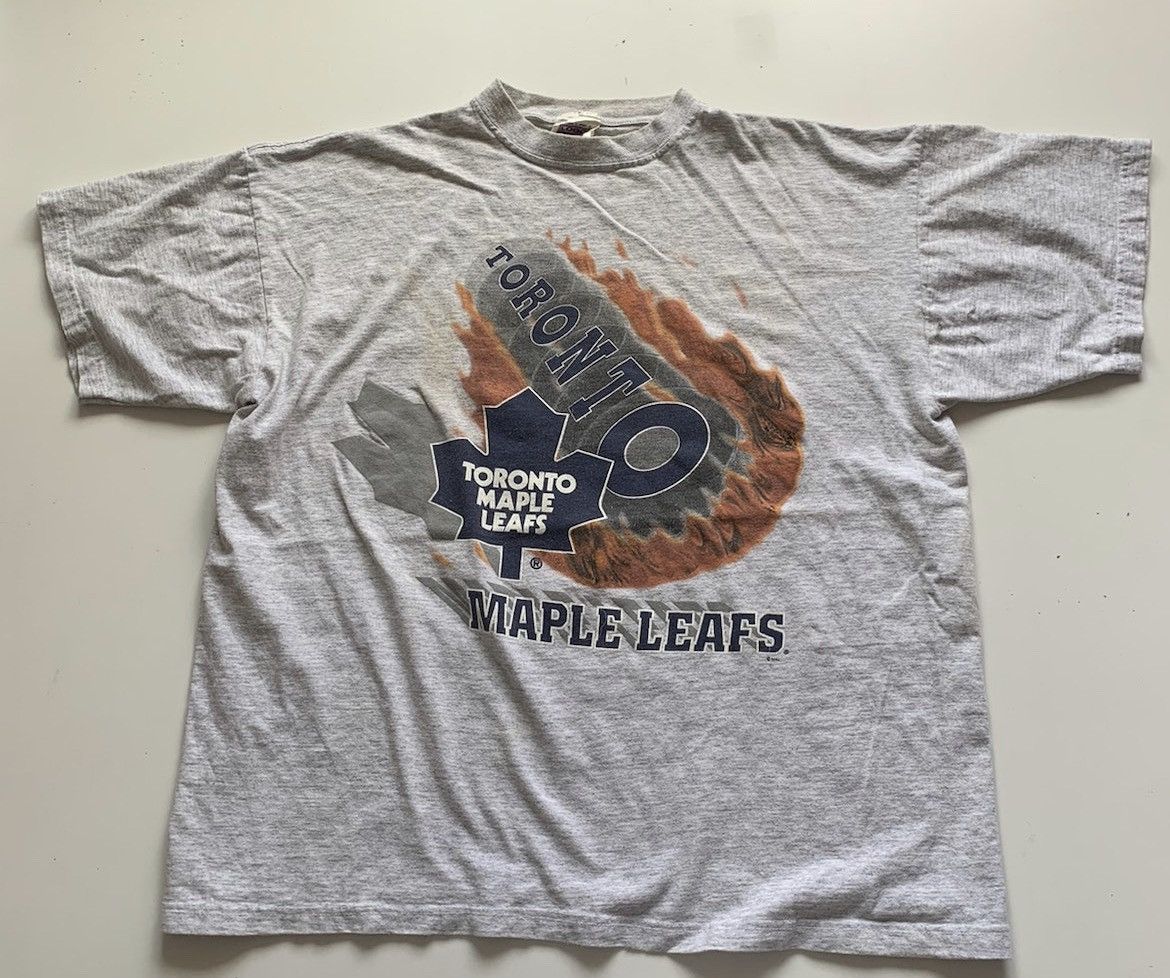 image of Nhl x Vintage 90's Toronto Maple Leafs Graphic T Shirt XL Grey, Men's