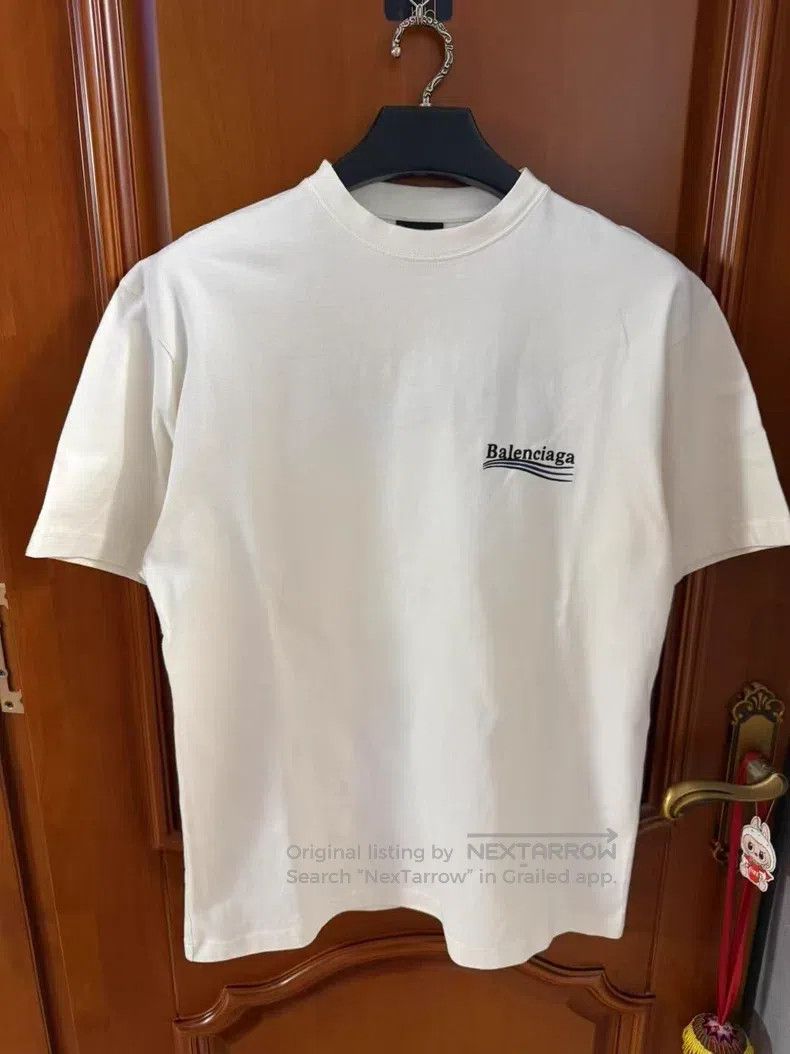 Balenciaga Balenciaga Beige Coke Embroidered Logo Short Sleeve Size US XXS / EU 40 - 1 Thumbnail