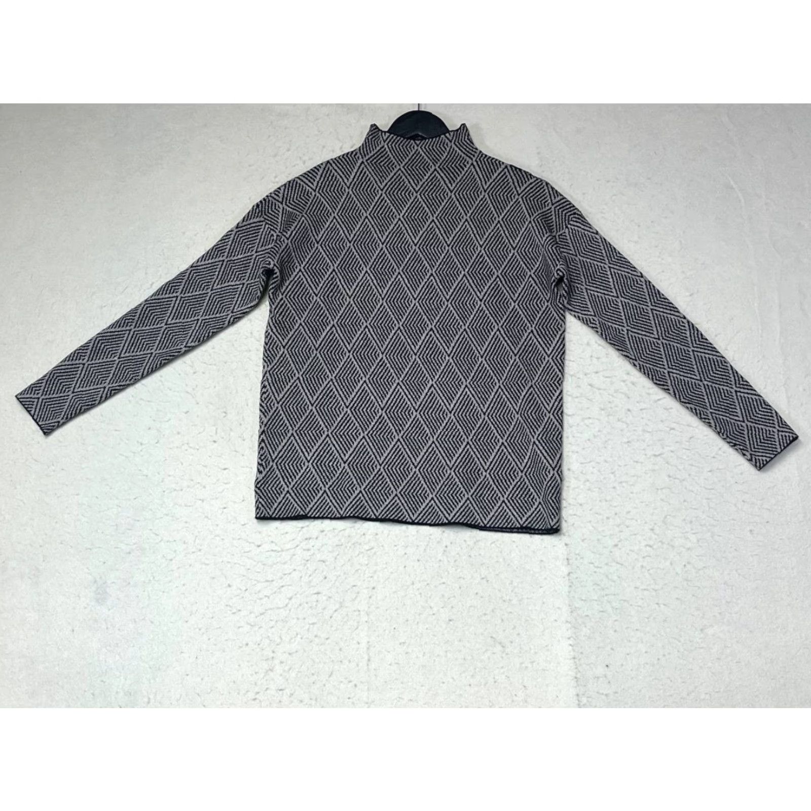 Halston Halston Womens Sweater Gray Tan Pullover Mock Turtleneck XS Dolman Sleeve Regular Knit Geometric Size XS / US 0-2 / IT 36-38 - 2 Thumbnail