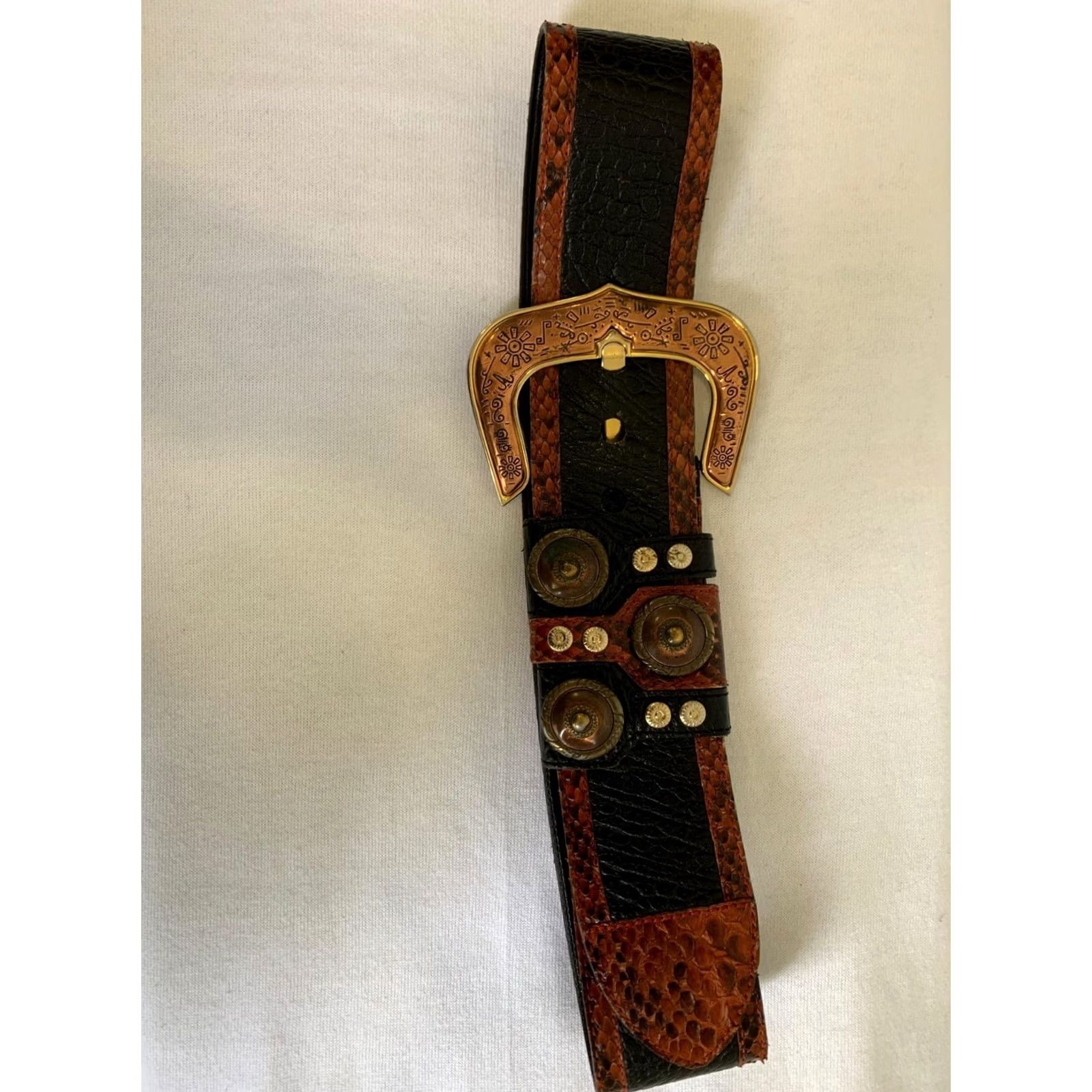 Vintage VINTAGE Werner Herbrand Belt - Black Textured Leather & Red Snakeskin 40 - Designer Belt - Women - 40 - Black - Mixed Media - Vintage Size ONE SIZE - 3 Thumbnail