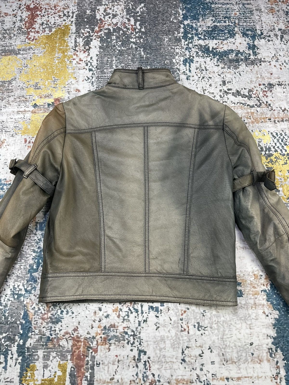 Hypebeast DUDE Cropped Multi Tone Distressed Leather Jacket Size S / US 4 / IT 40 - 5 Thumbnail