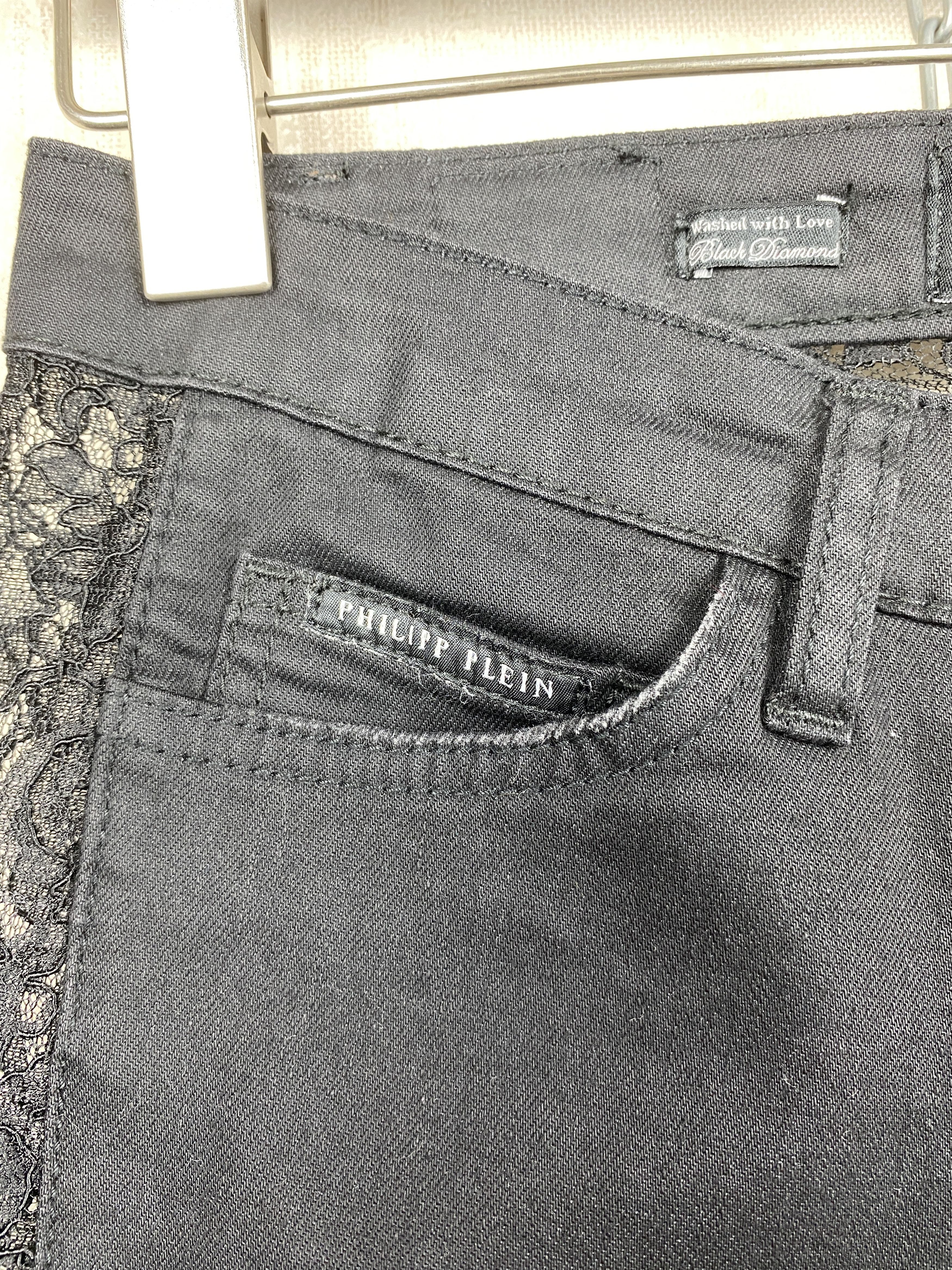 Philipp Plein Philipp Plein Black Diamond Y2K Lace Super Sexy Slim Jeans Size 26" / US 2 / IT 38 - 5 Thumbnail