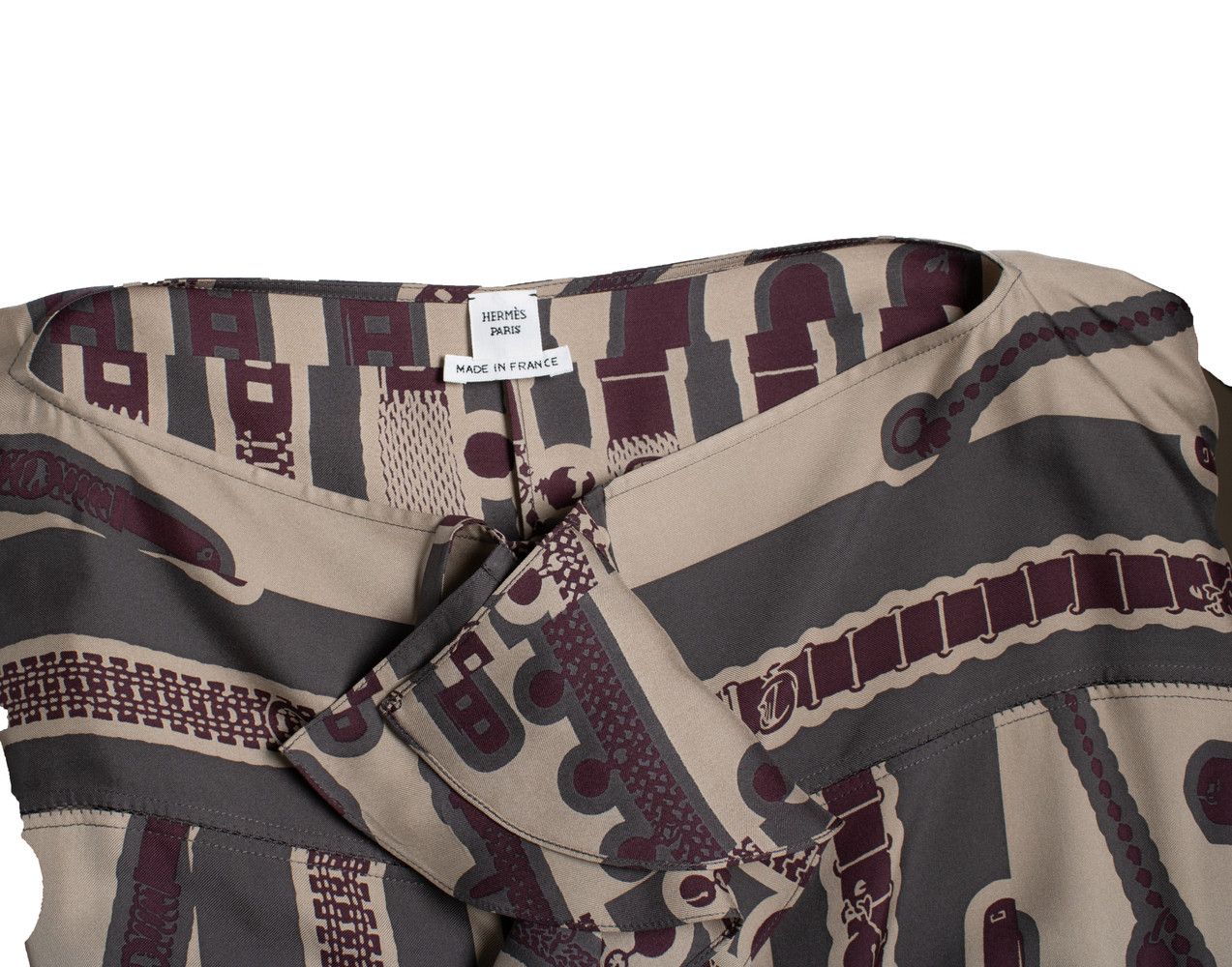 Hermes Hermes, silk ruffled midi dress with belt print Size S / US 4 / IT 40 - 8 Thumbnail