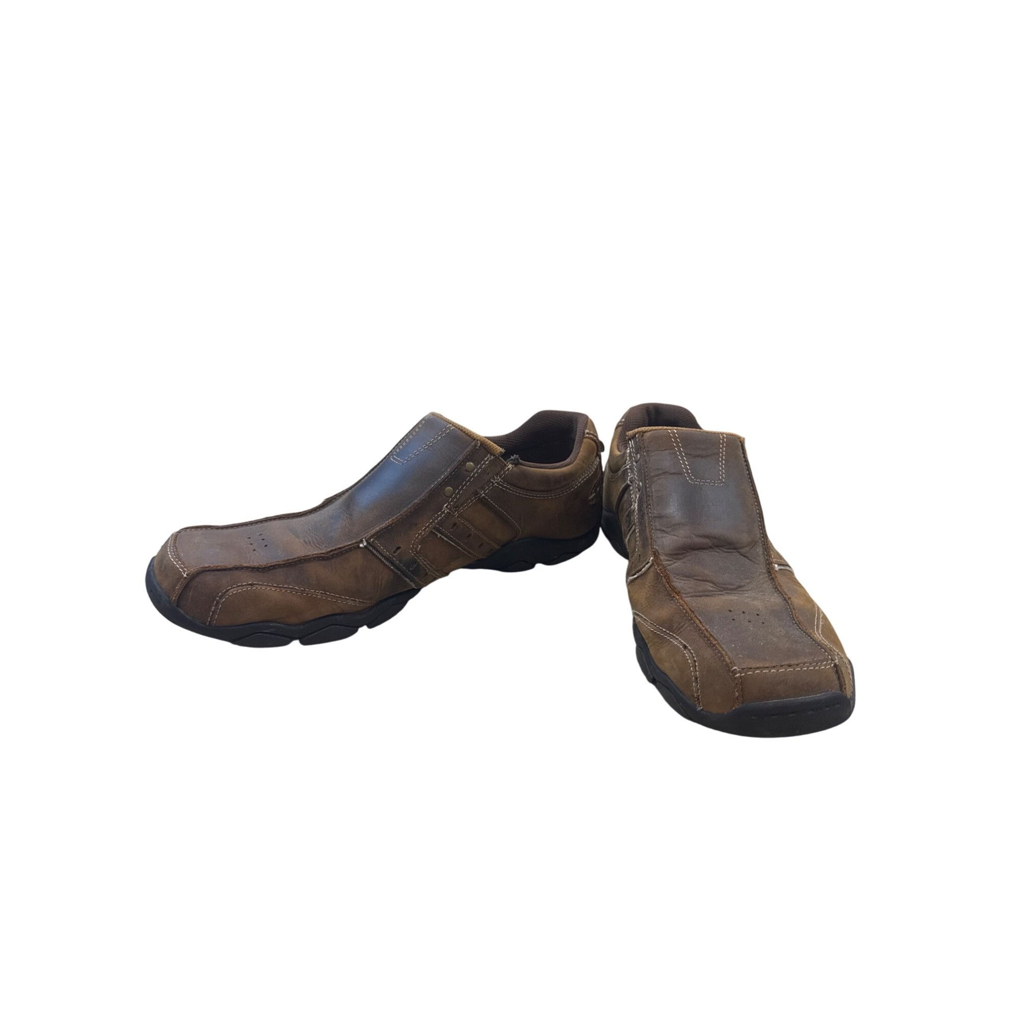 SKECHERS Skechers Mens Brown Leather Slip-On Loafers Size 13 SKU 7445 Size US 13 / EU 46 - 2 Thumbnail