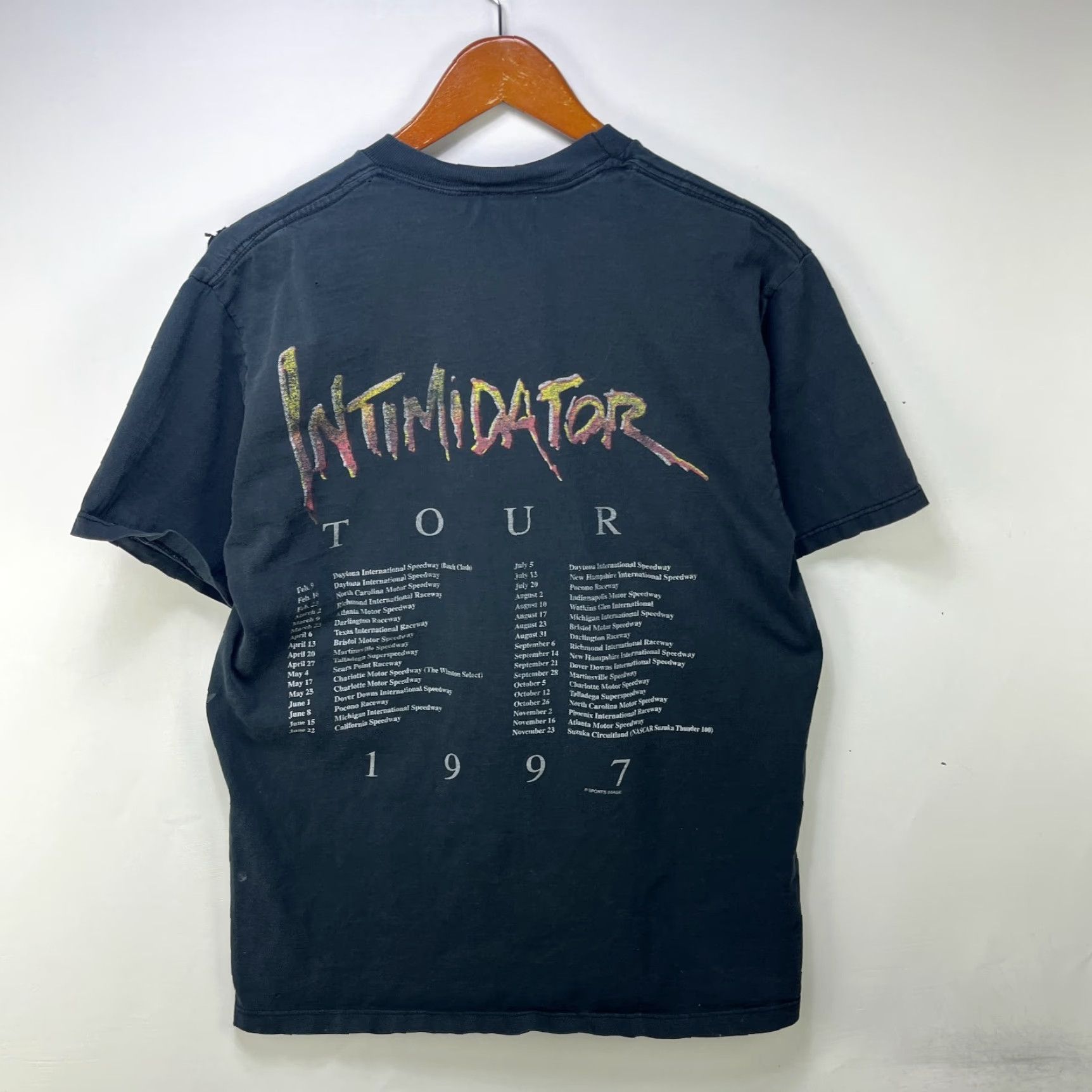 NASCAR VINTAGE NASCAR Dale Earnhardt Sun Faded T-Shirt Large Black 90s Mens Shirt Size US L / EU 52-54 / 3 - 6 Thumbnail