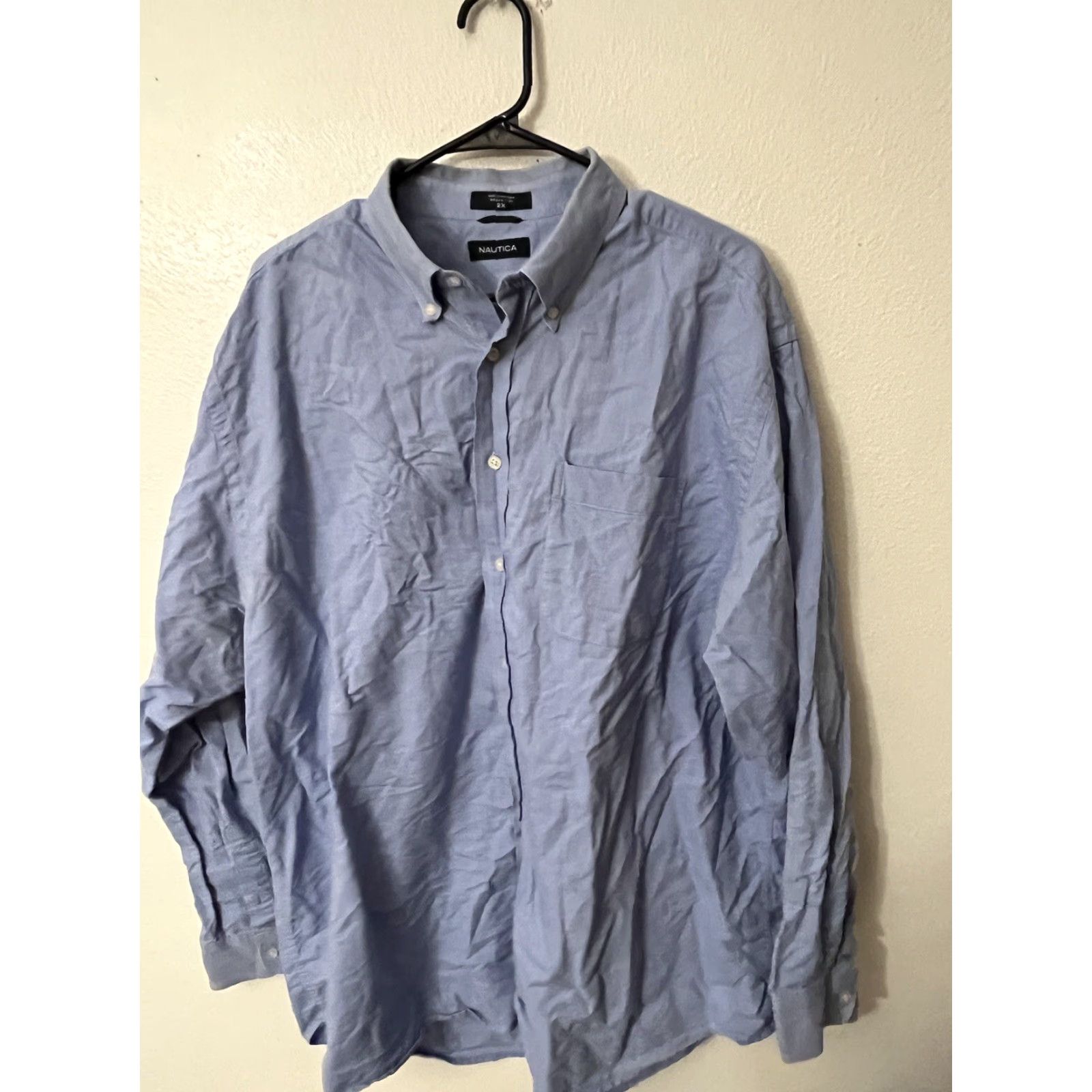 Nautica Nautica Shirt Mens 2X Button-Front Solid Blue Long Sleeve Casual Big & Tall Mens Size US XXL / EU 58 / 5 - 2 Thumbnail