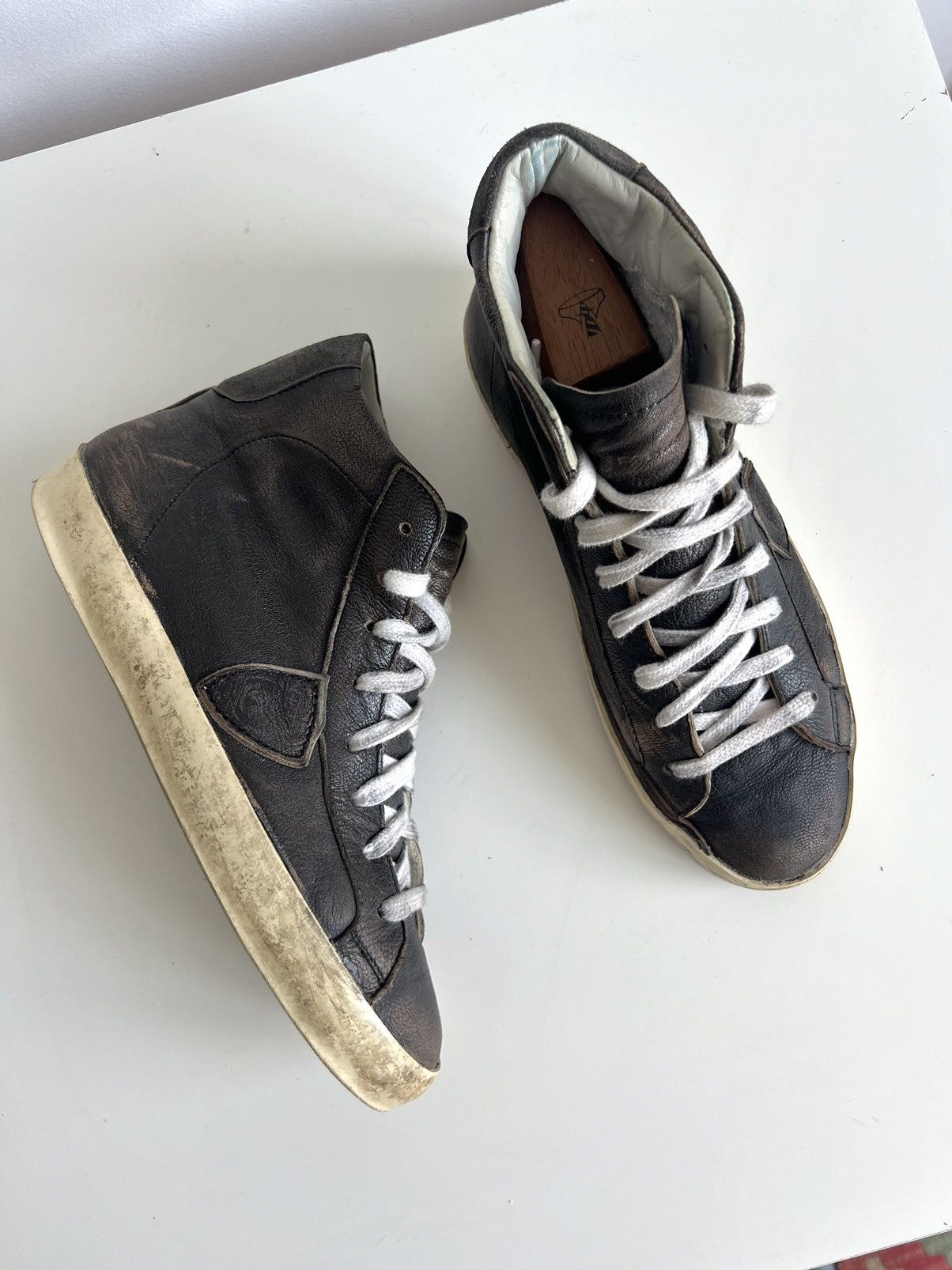 Golden Goose × Philippe Model Philipe Model Paris PRSX Mid Brown Distressed Sneakers Size US 7.5 / EU 40-41 - 6 Thumbnail