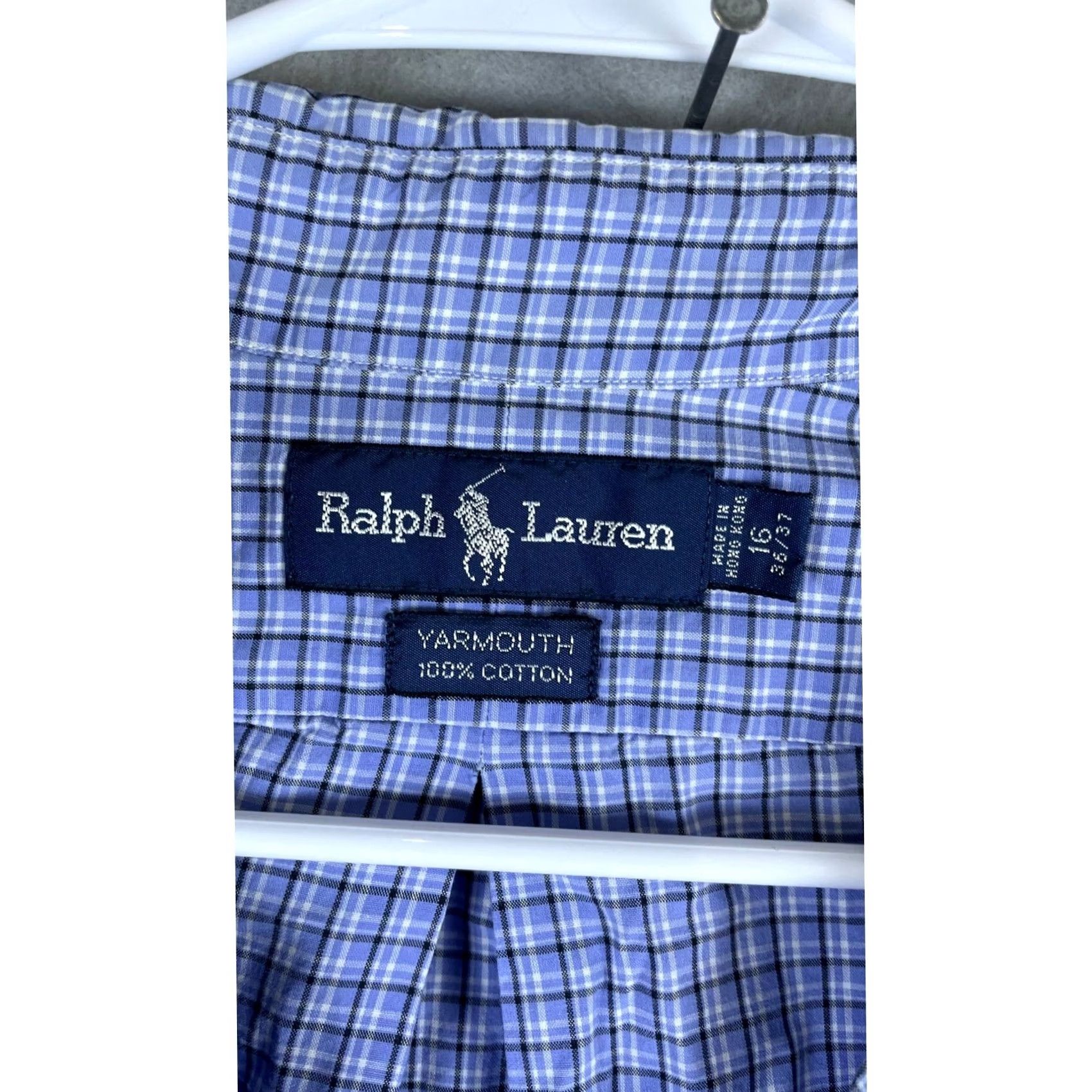 Ralph Lauren Ralph Lauren Yarmouth Mens 16 36/37 Blue Plaid Cotton Button Down Shirt Size 42R - 6 Thumbnail