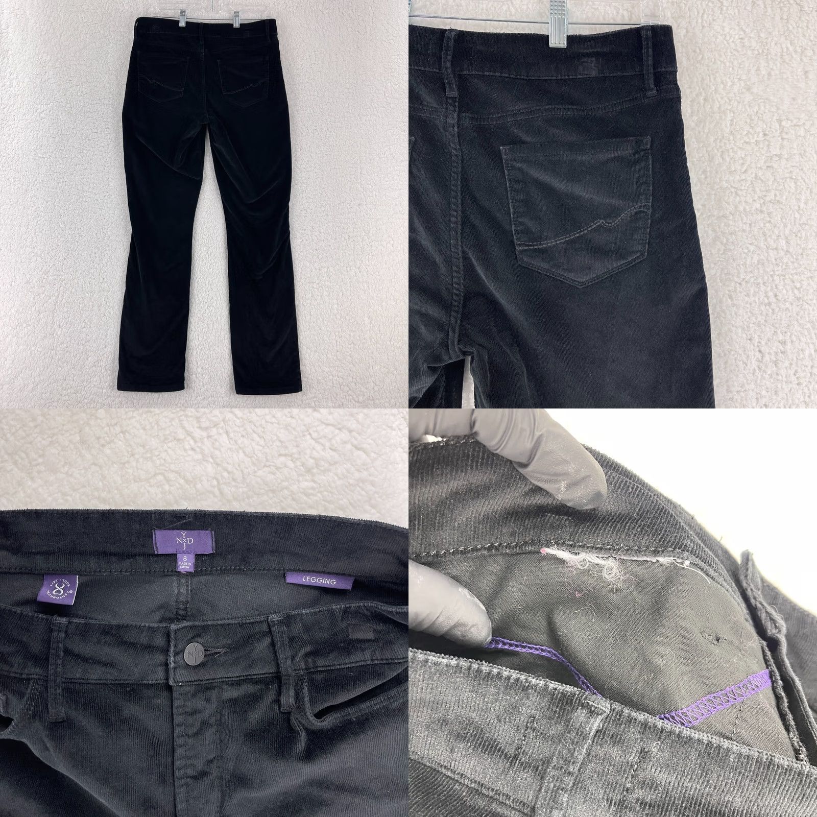 NYDJ NYDJ Black Corduroy Legging Mid Rise Straight Pants Womens Size 8 Casual Corduroy Pants Size 30" / US 8 / IT 44 - 9 Thumbnail