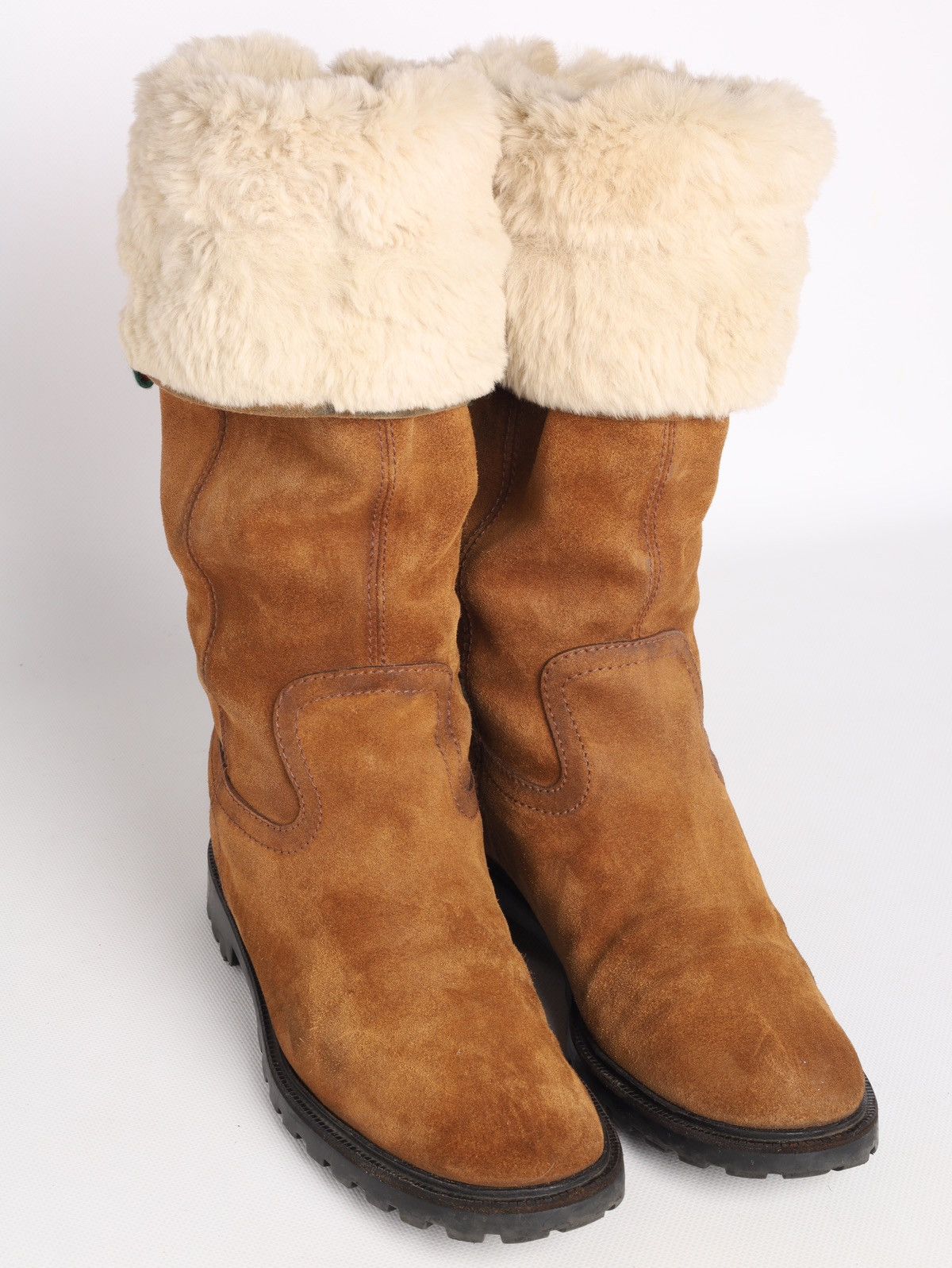 Gucci Gucci Suede Shearling Web Boots Brown Saint Moritz High Shoe Size US 8.5 / IT 38.5 - 5 Thumbnail