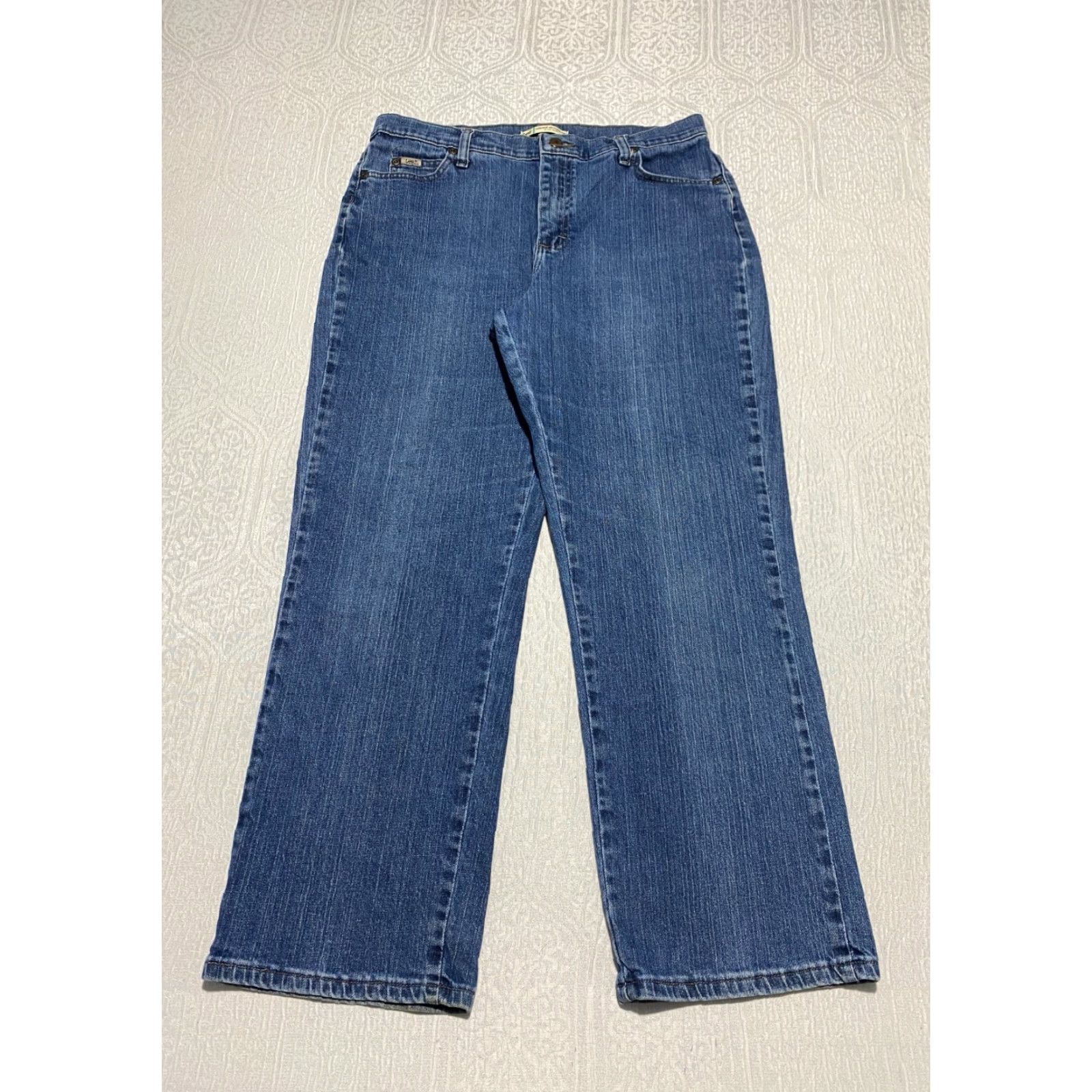 Lee Lee Women's Jeans Straight 14 Short Blue Relaxed Stretch Denim 5-Pocket Regular Rise High 90s Size 24" / US 00 / IT 34 - 2 Thumbnail