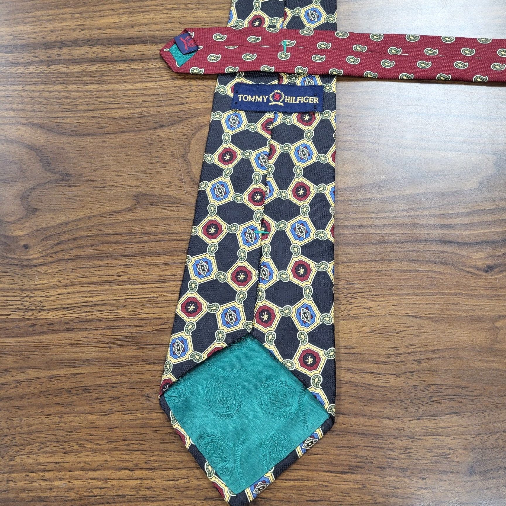 Tommy Hilfiger Tommy Hilfiger Tie Men's Neck Red Blue Gold Geometric 100% Italian Silk Made USA Classic 57"-60" Multicolor Silk Size ONE SIZE - 4 Thumbnail