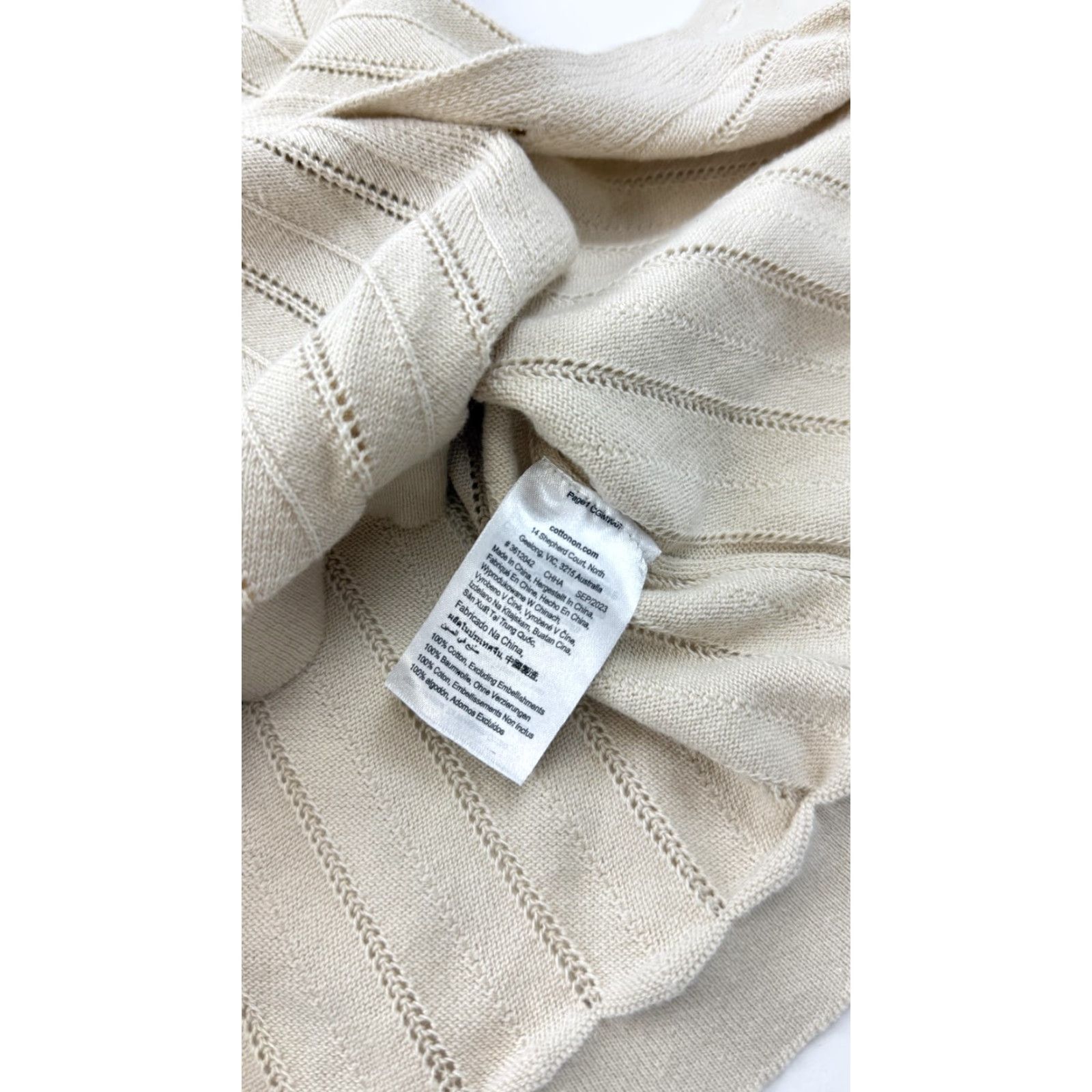 Cotton On Cotton On Shirt Mens Small Beige Short Sleeve Knit Button Front Collared Striped 100% Cotton Adults Mens Size US S / EU 44-46 / 1 - 5 Thumbnail