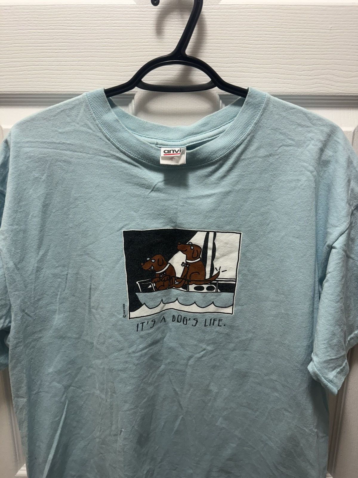 Anvil Anvil 2005 Vintage It's A Dogs Life Comic Shirt Baby Blue Size US L / EU 52-54 / 3 - 3 Thumbnail