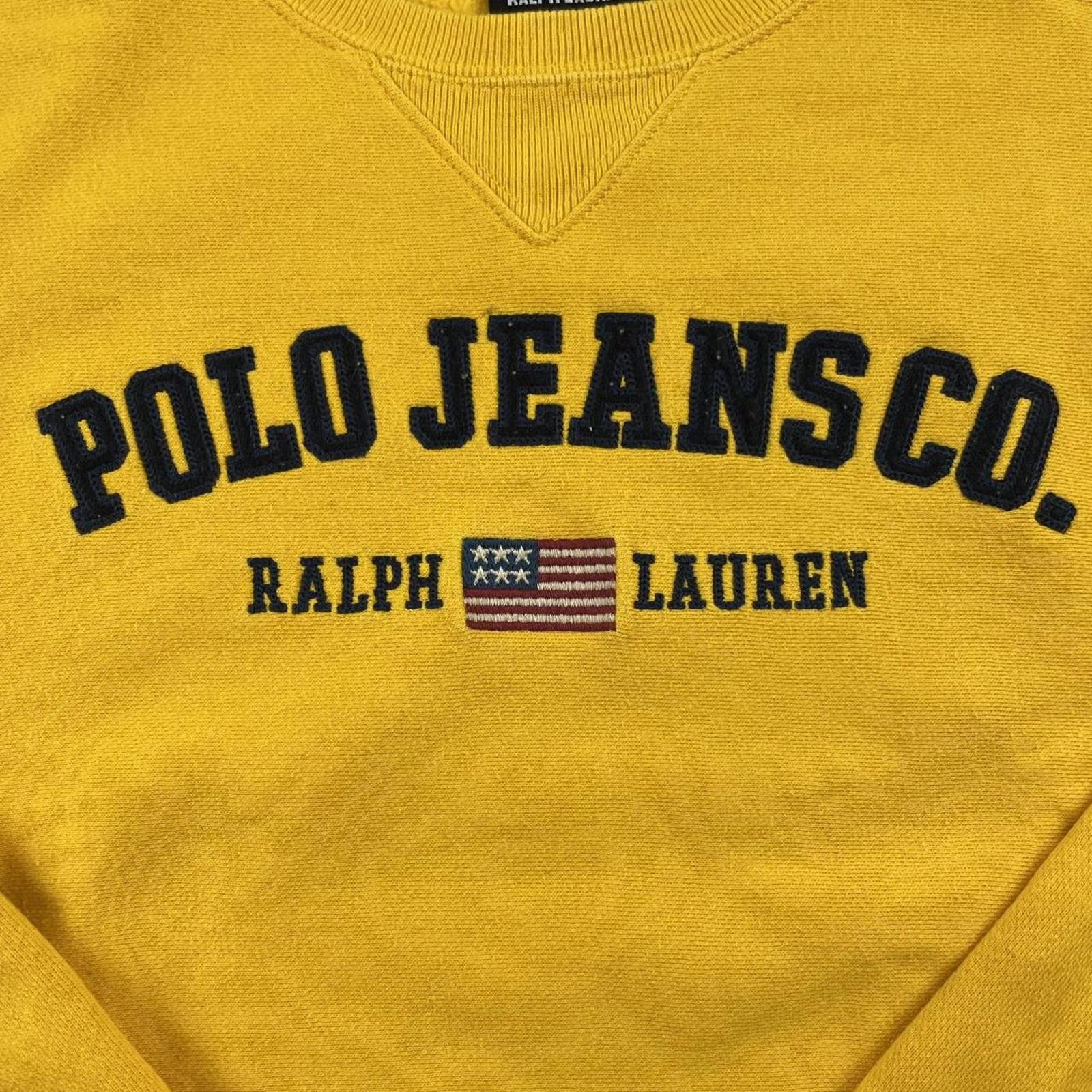 Polo Jeans Co Crewneck Sweatshirt Small Yellow Spellout