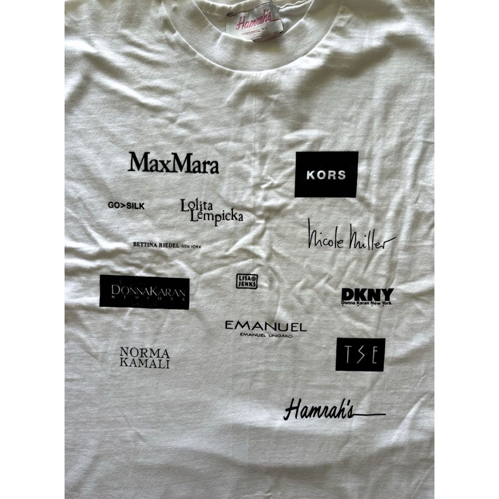 DKNY VINTAGE Hamrahs T-Shirt Unisex Adults XL White 90s Logo Single Stitch DC Comics/MaxMara/KORS/DKNY? Size US XL / EU 56 / 4 - 2 Thumbnail