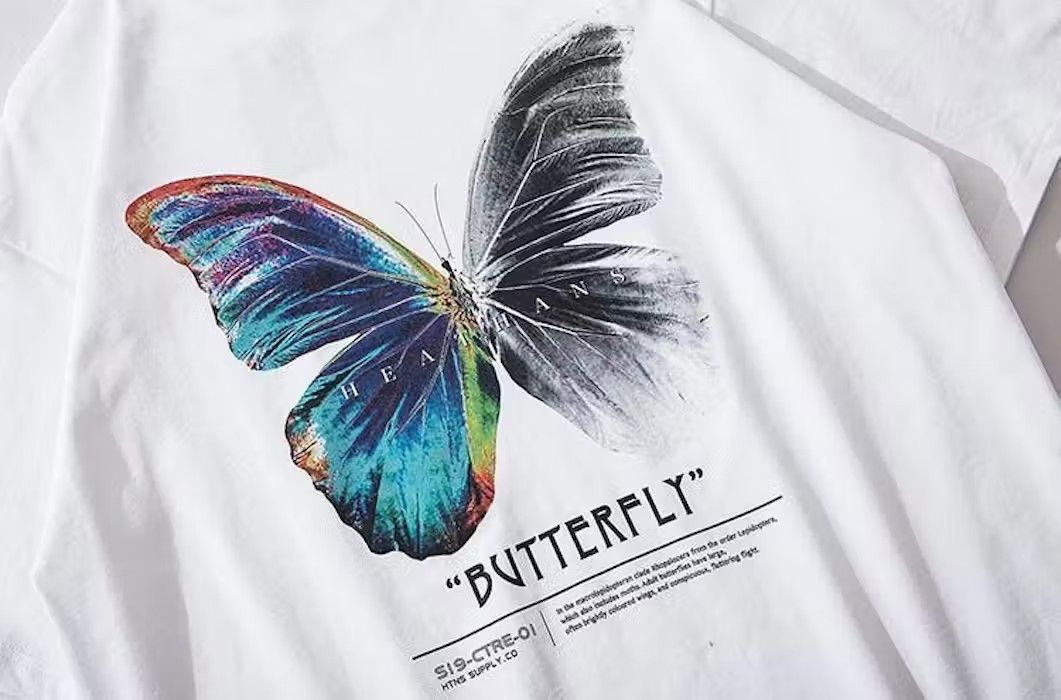 Japanese Brand Butterfly Graphic White T Shirt Size US L / EU 52-54 / 3 - 3 Thumbnail