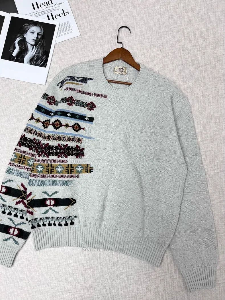 Hermes Hermes Jacquard knit cashmere sweater Size US XXL / EU 58 / 5 - 2 Thumbnail