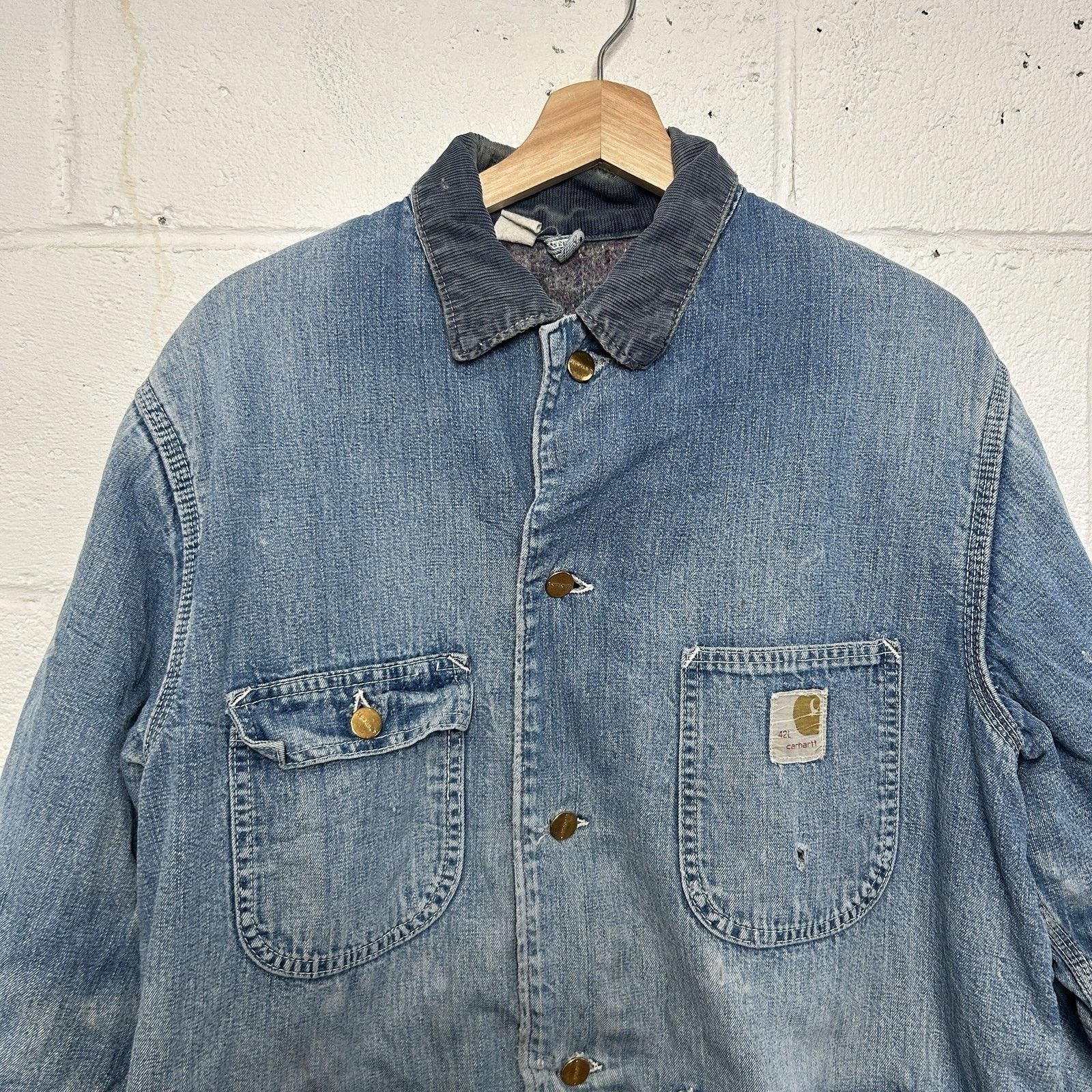 Carhartt Thrashed Vintage Carhartt Blanket-Lined Chore Coat “Denim” Size US L / EU 52-54 / 3 - 3 Thumbnail