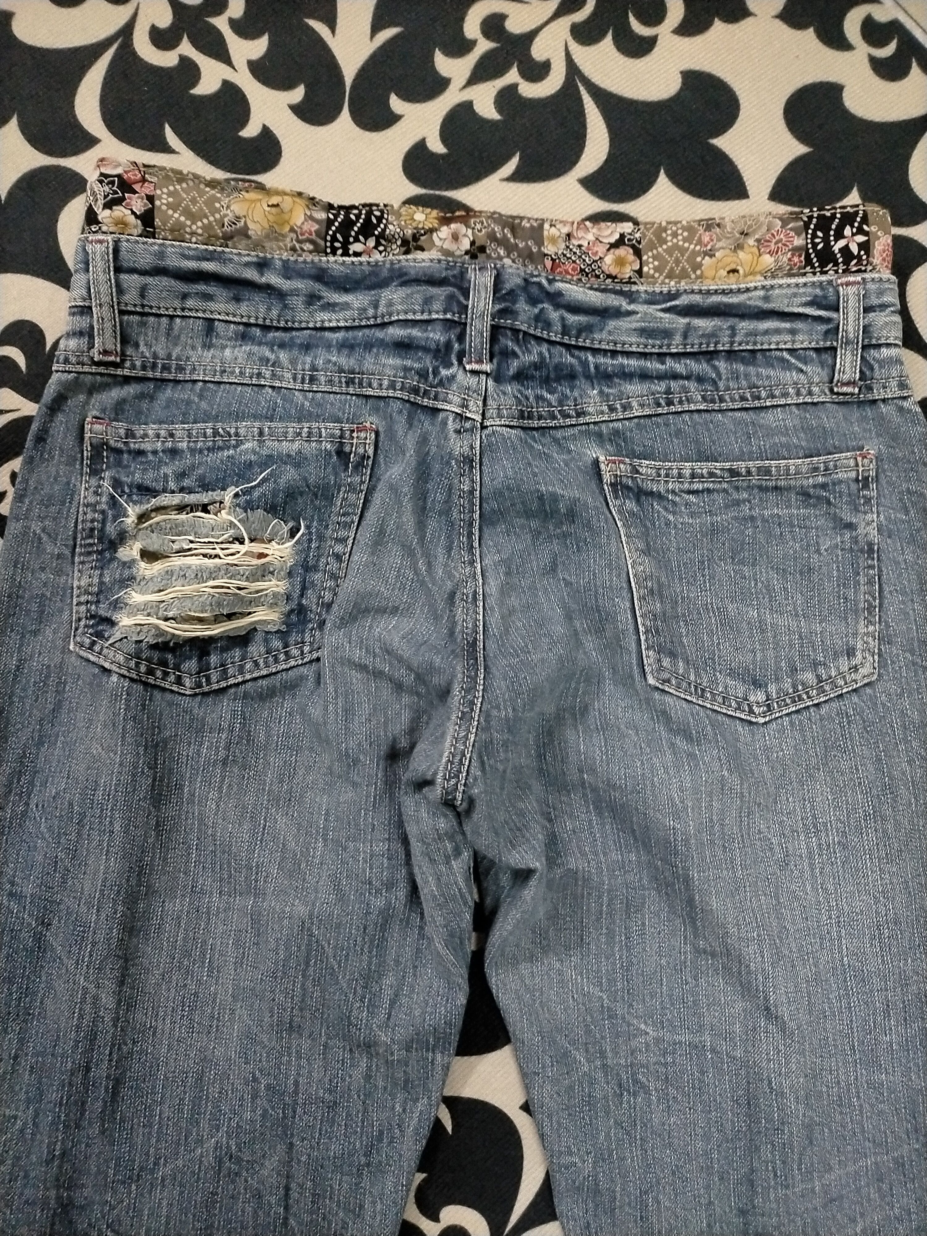 Ed Hardy 🔥 Distressed 🔥 Karakuri Tamshii Style Double Waist Jeans Size US 30 / EU 46 - 5 Thumbnail