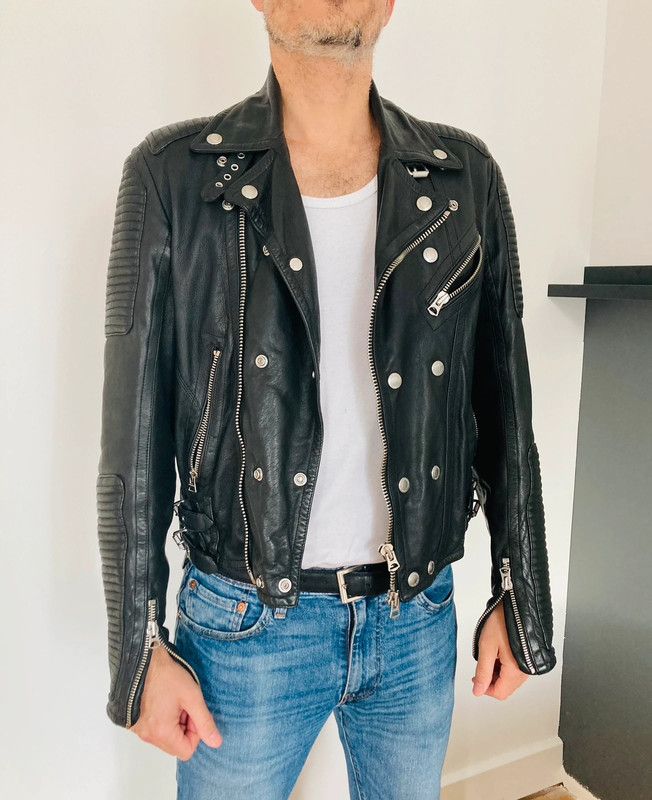 image of Burberry Brit Ss 2013 Leather Moto Jacket Perfecto in Black, Men's (Size Medium)