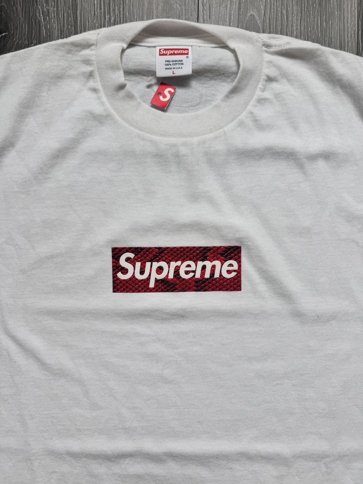 Supreme 2006 Harajuku Black Snakeskin Box Logo Tshirt Preshrunk online Cotton Large