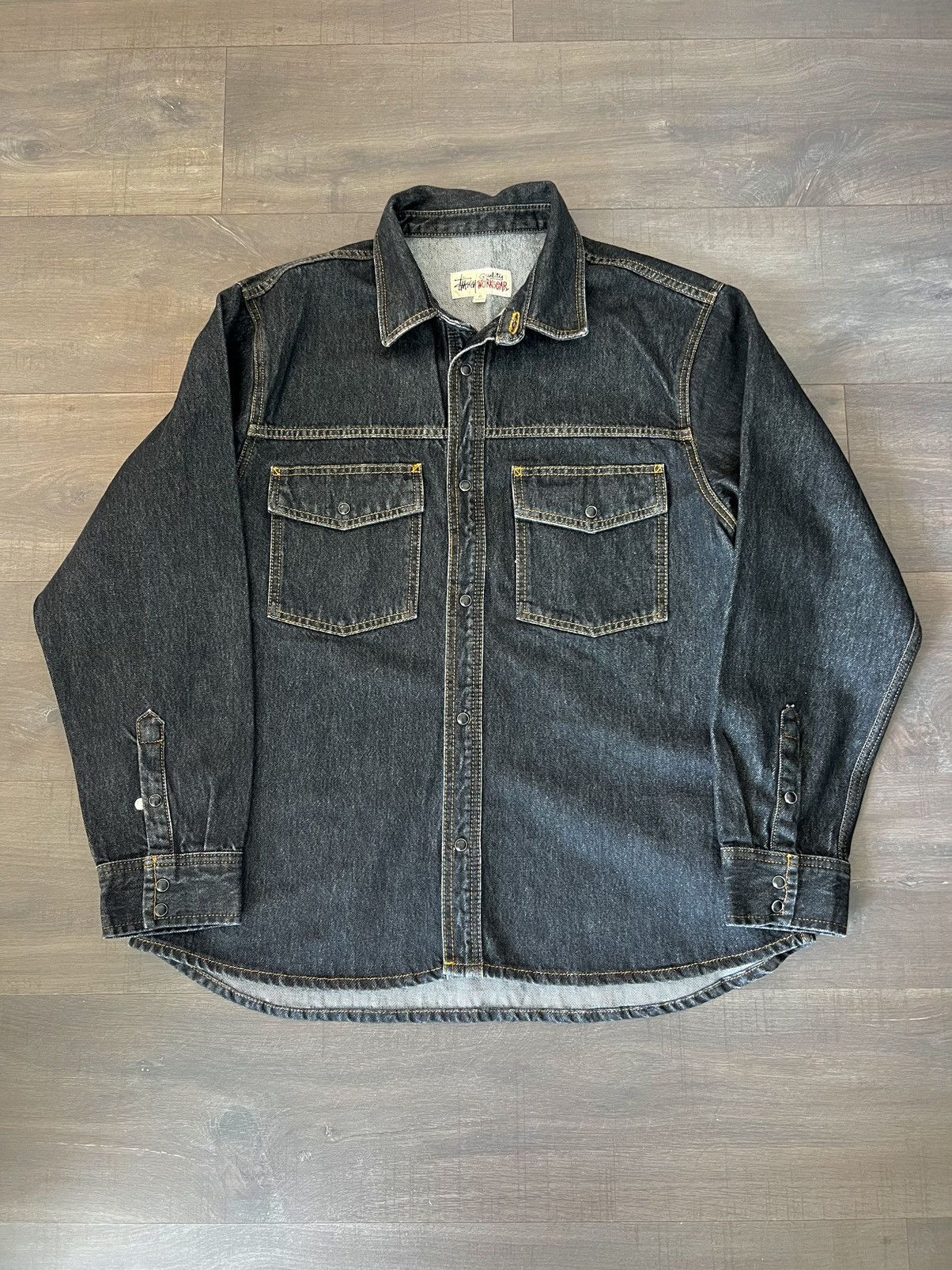 Stussy Stüssy FW22 Washed Denim Western Shirt Black | Grailed