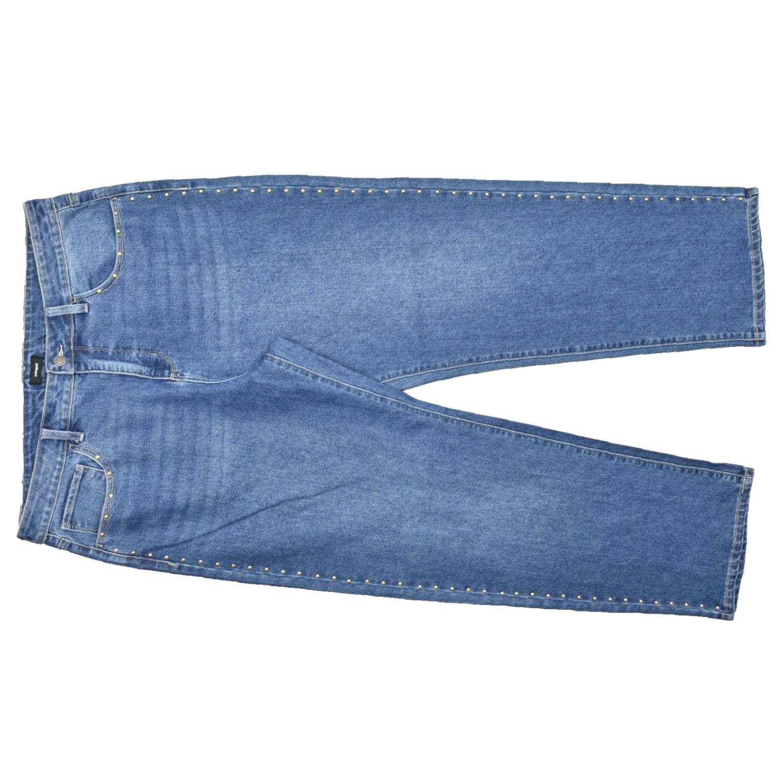 Express Express Jeans Women Size 16 Blue Studded Straight Leg Medium Wash Cotton Blend Jeans Size 38" / US 16 / IT 52 - 2 Thumbnail