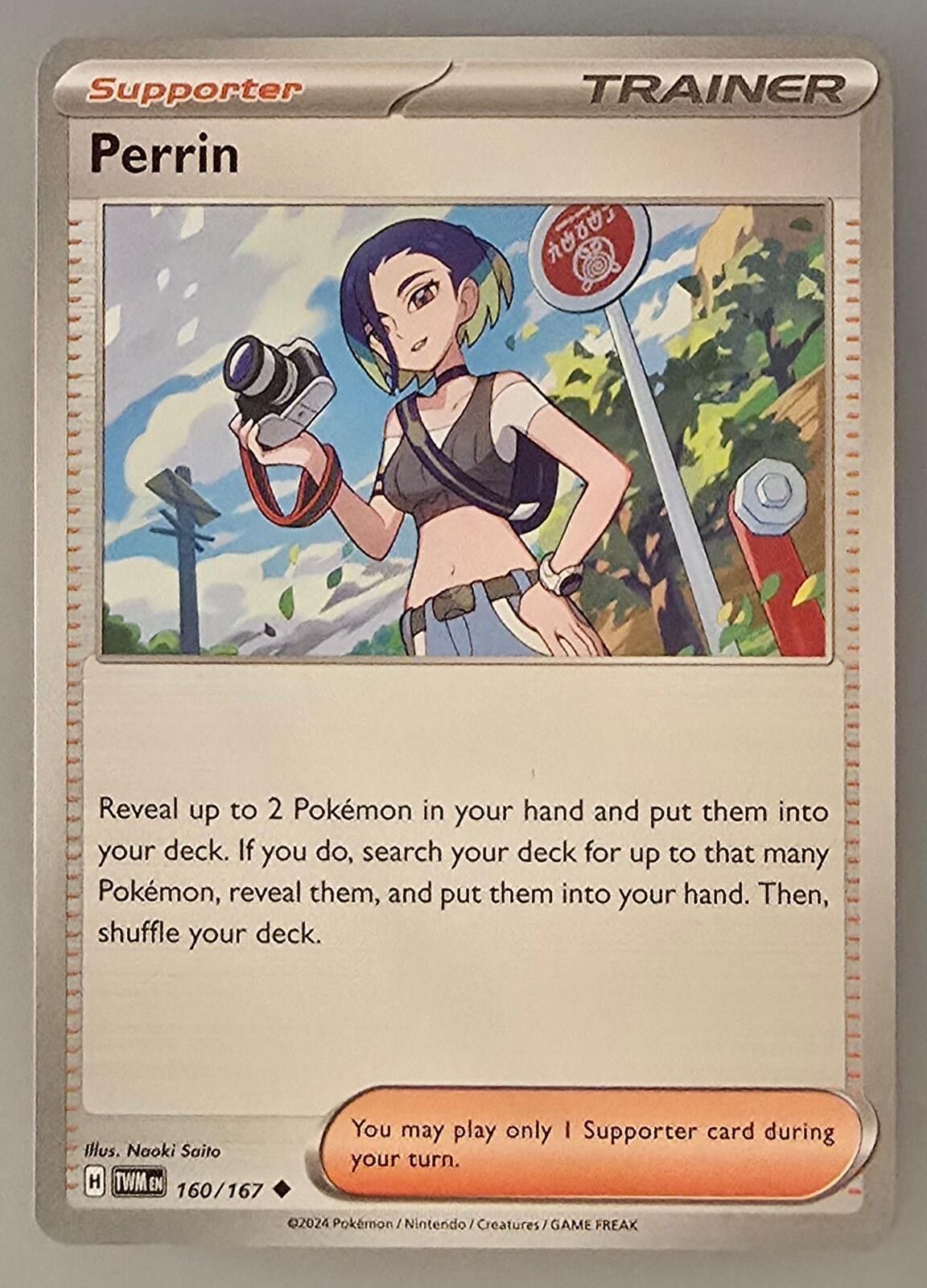 Pokemon Perrin Trainer card Scarlet & Violet Twilight Masquerade Size ONE SIZE - 1 Thumbnail